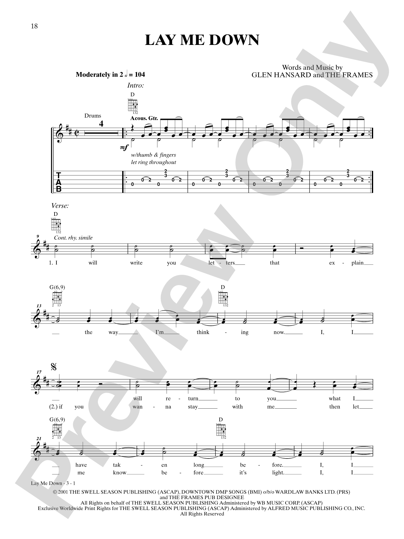 Lay Me Down: Guitar TAB