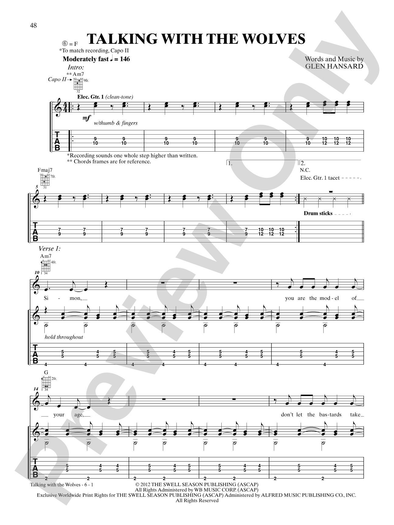 Talking With the Wolves: Guitar TAB
