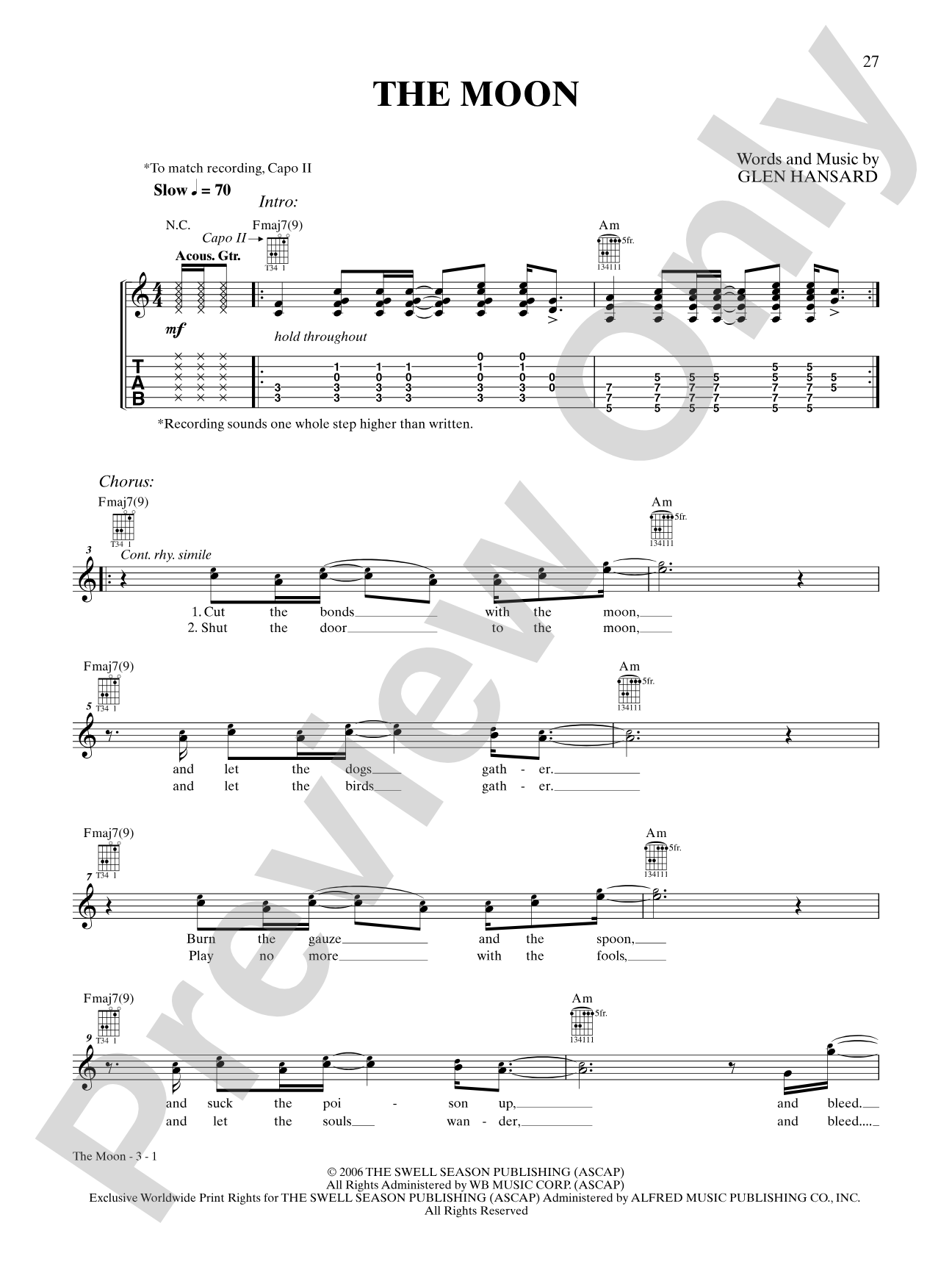 The Moon: Guitar TAB