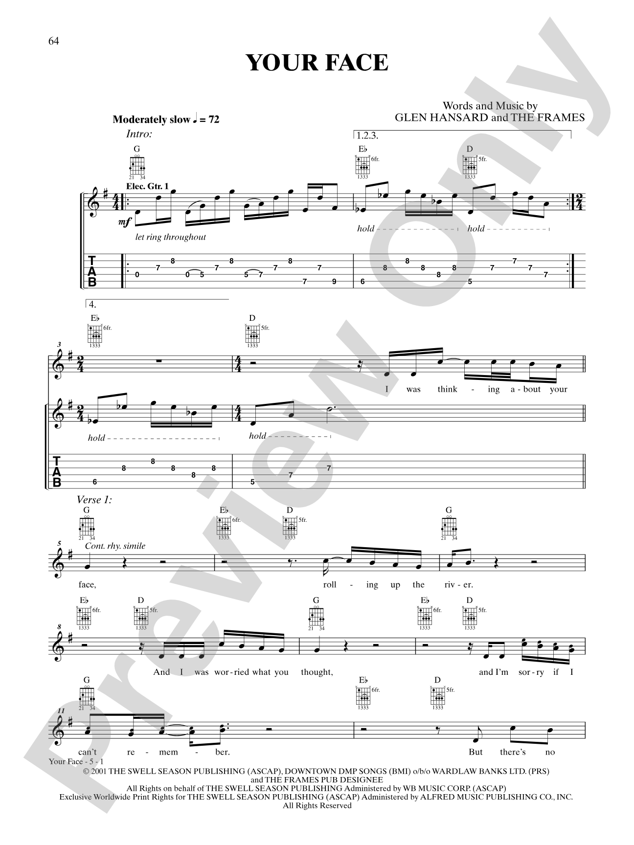 Your Face: Guitar TAB