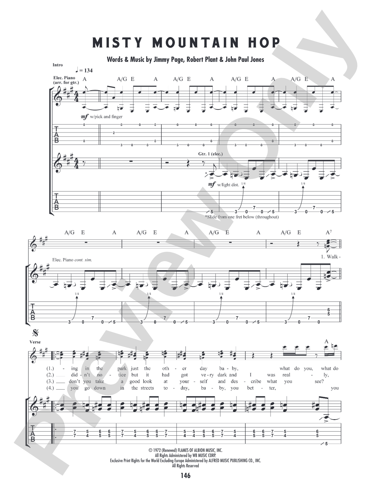 Misty Mountain Hop: Authentic Guitar TAB