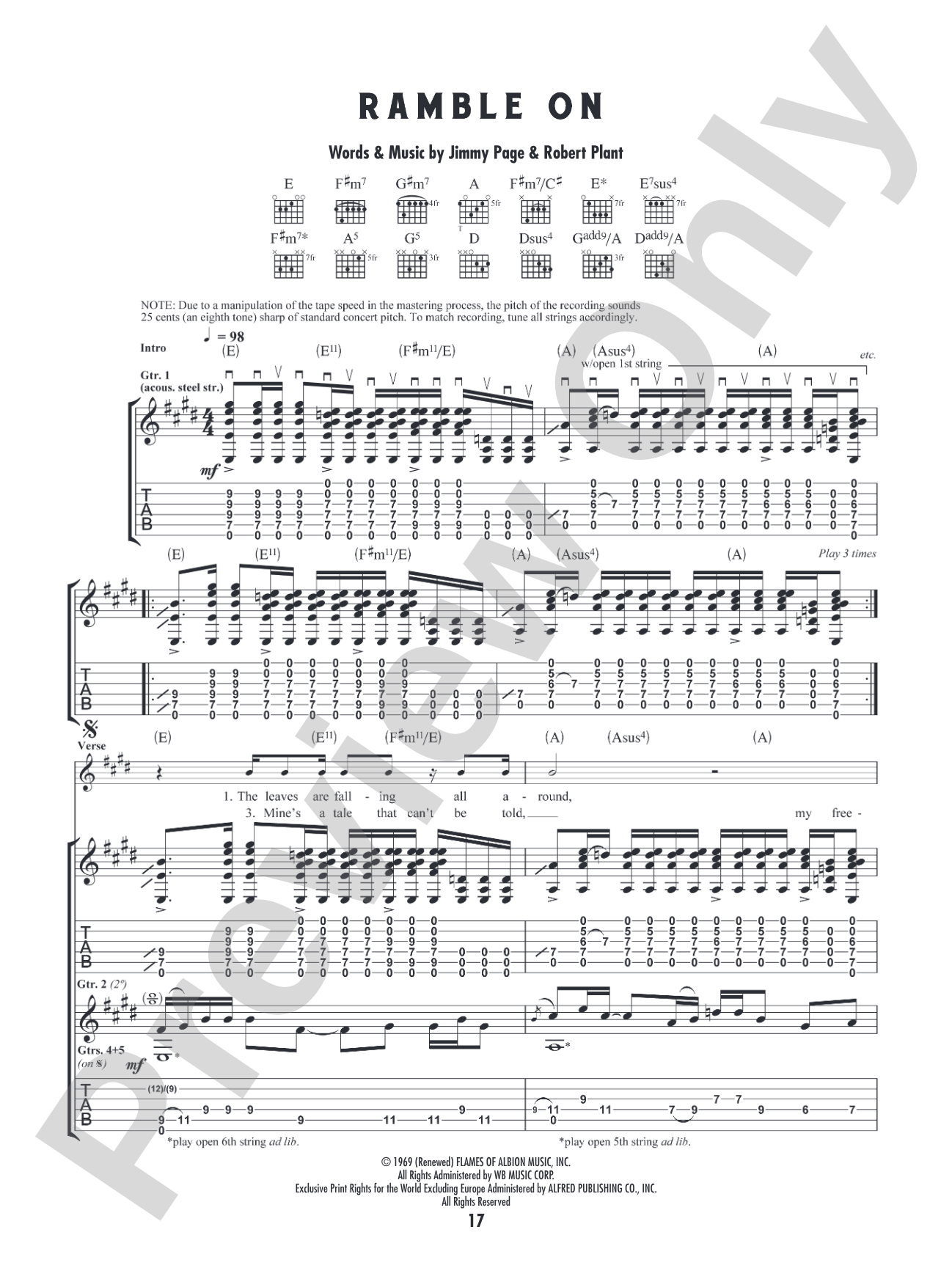 Ramble On: Authentic Guitar TAB