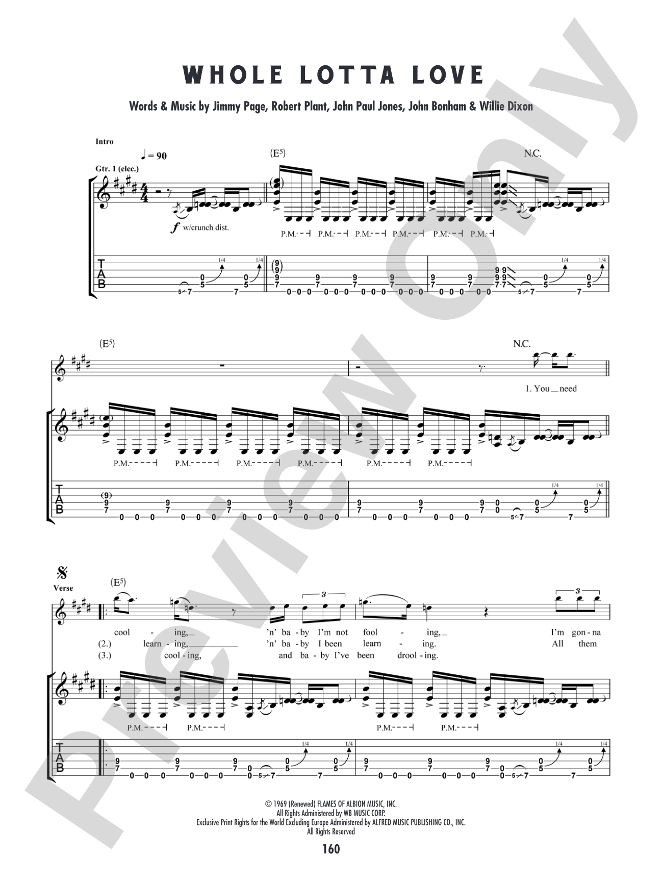Whole Lotta Love: Authentic Guitar TAB