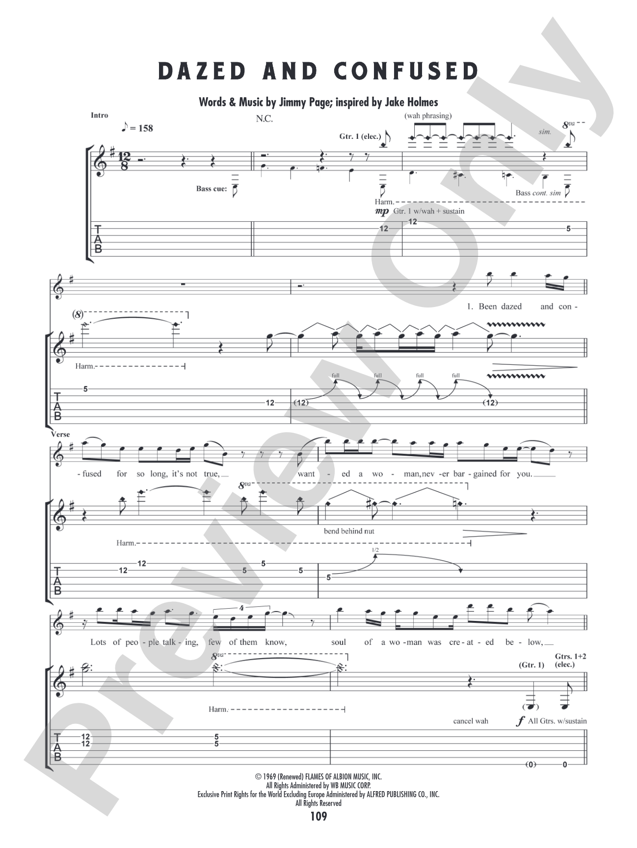 Dazed and Confused: Authentic Guitar TAB