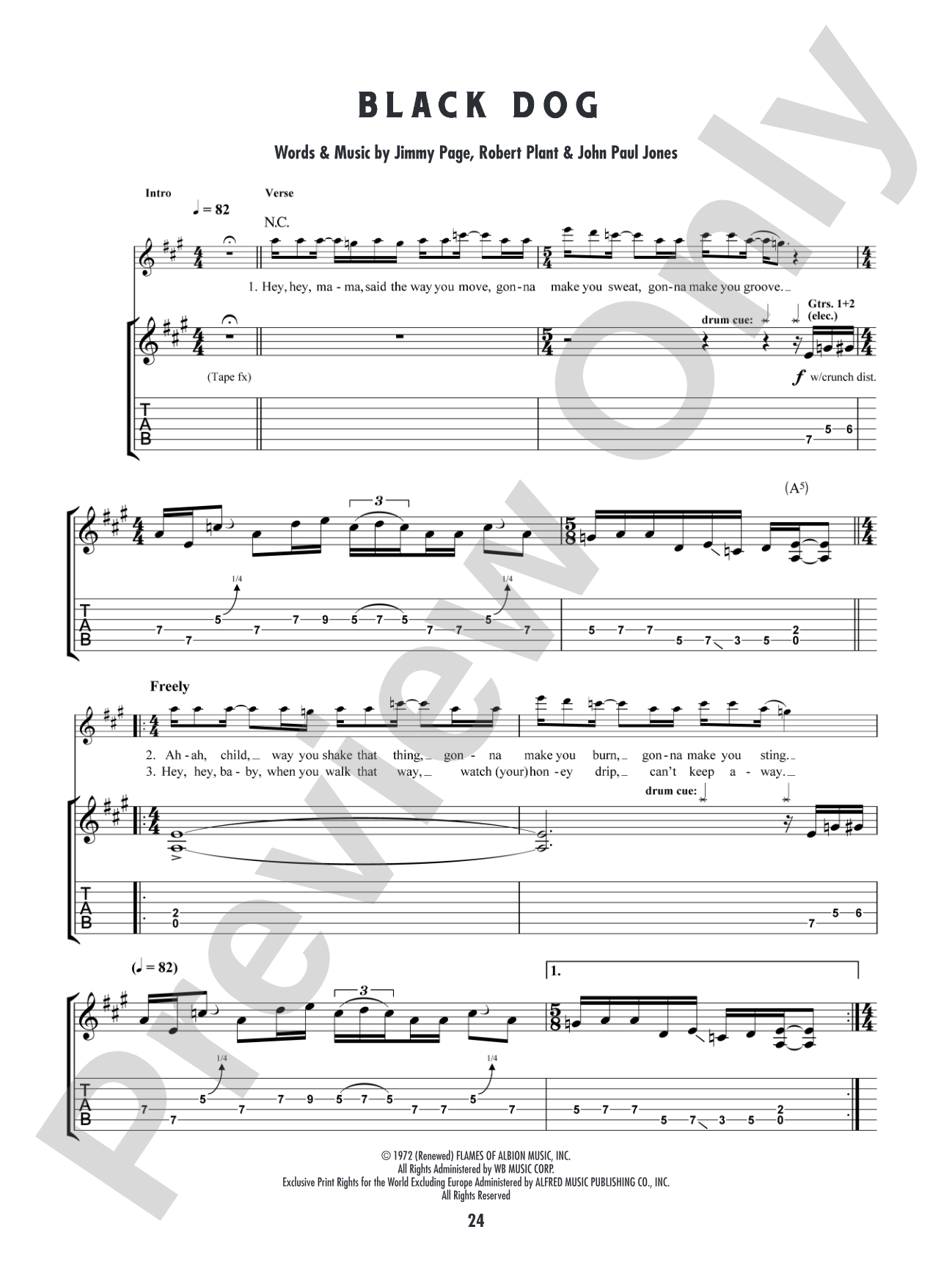 Black Dog: Authentic Guitar TAB