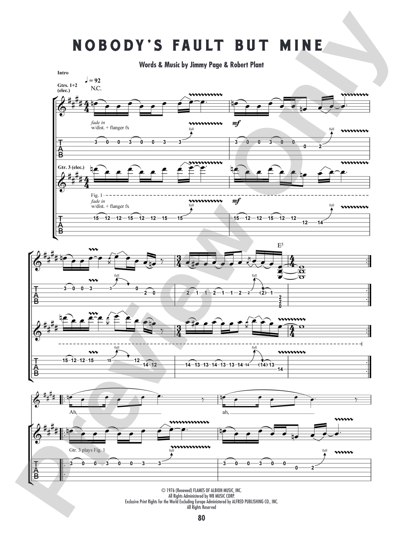 Nobody's Fault but Mine: Authentic Guitar TAB