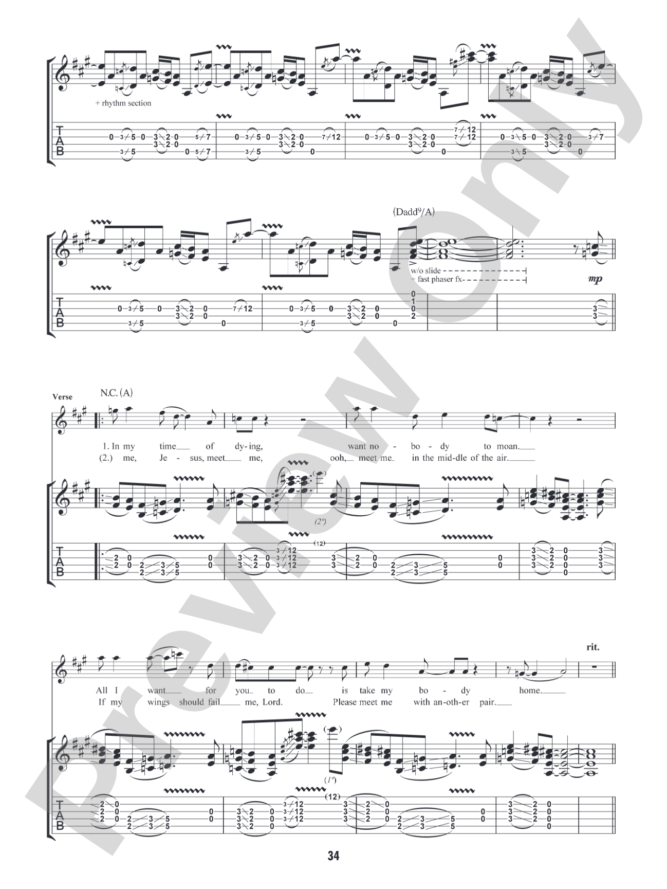 In My Time of Dying: Authentic Guitar TAB