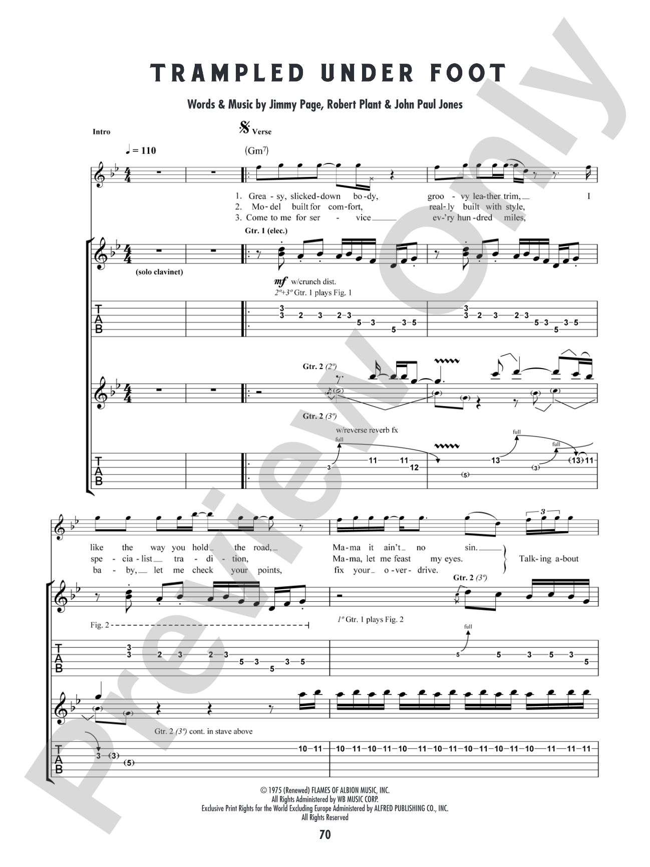 Trampled Under Foot: Authentic Guitar TAB