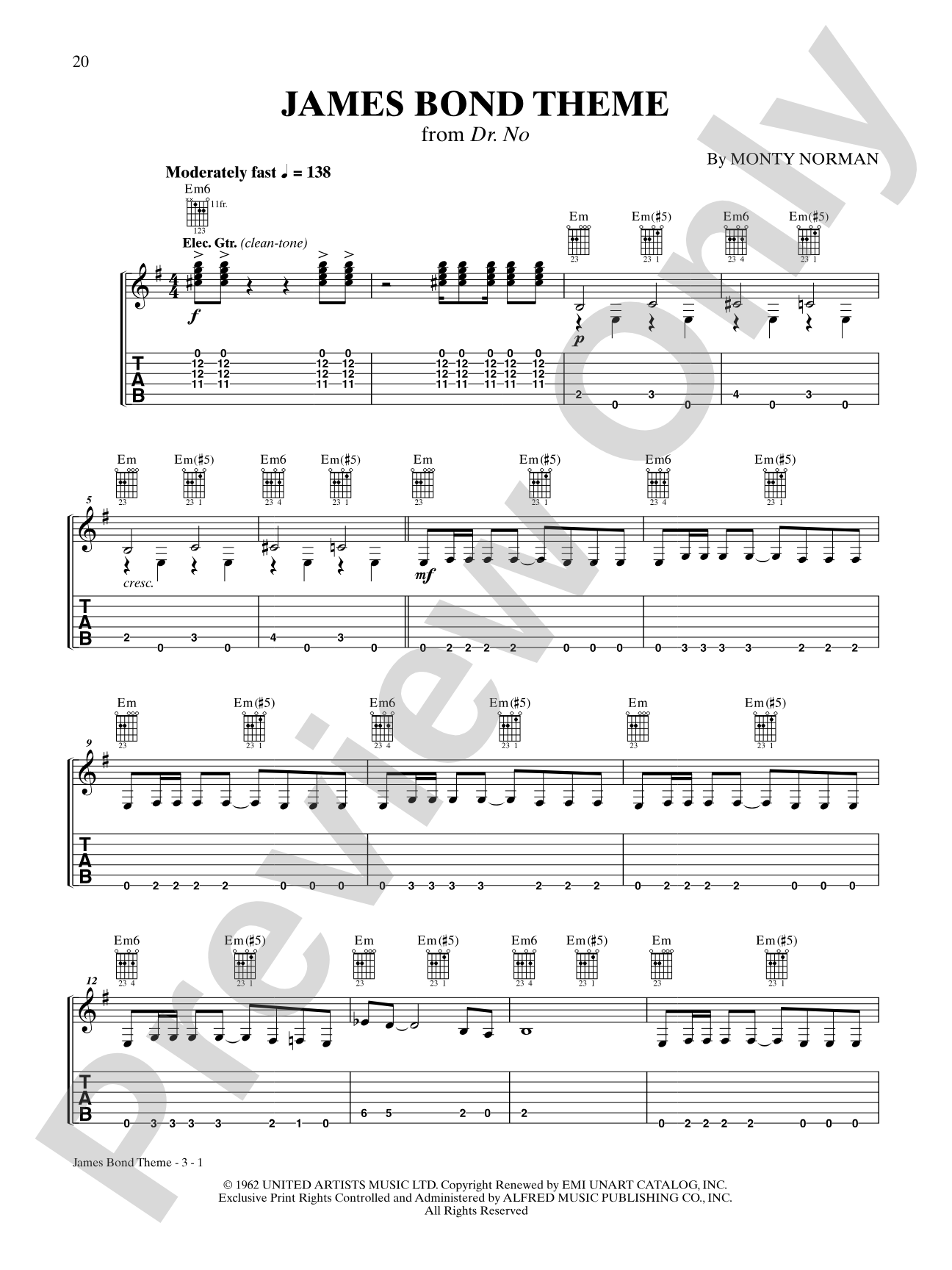 James Bond Theme: Guitar TAB