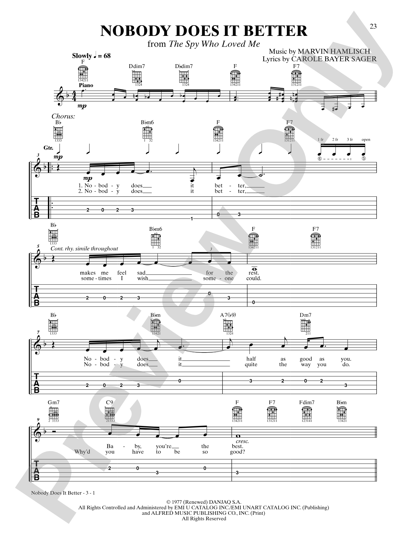 Nobody Does It Better (from "The Spy Who Loved Me"): Guitar TAB