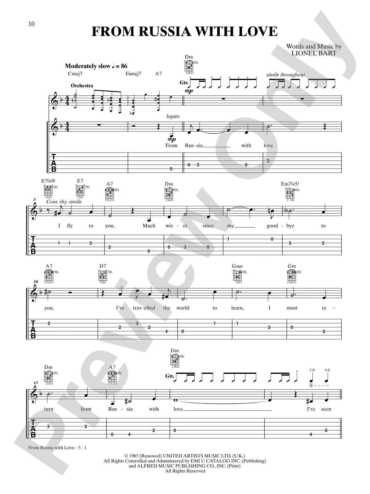 From Russia with Love (from "From Russia with Love"): Guitar TAB