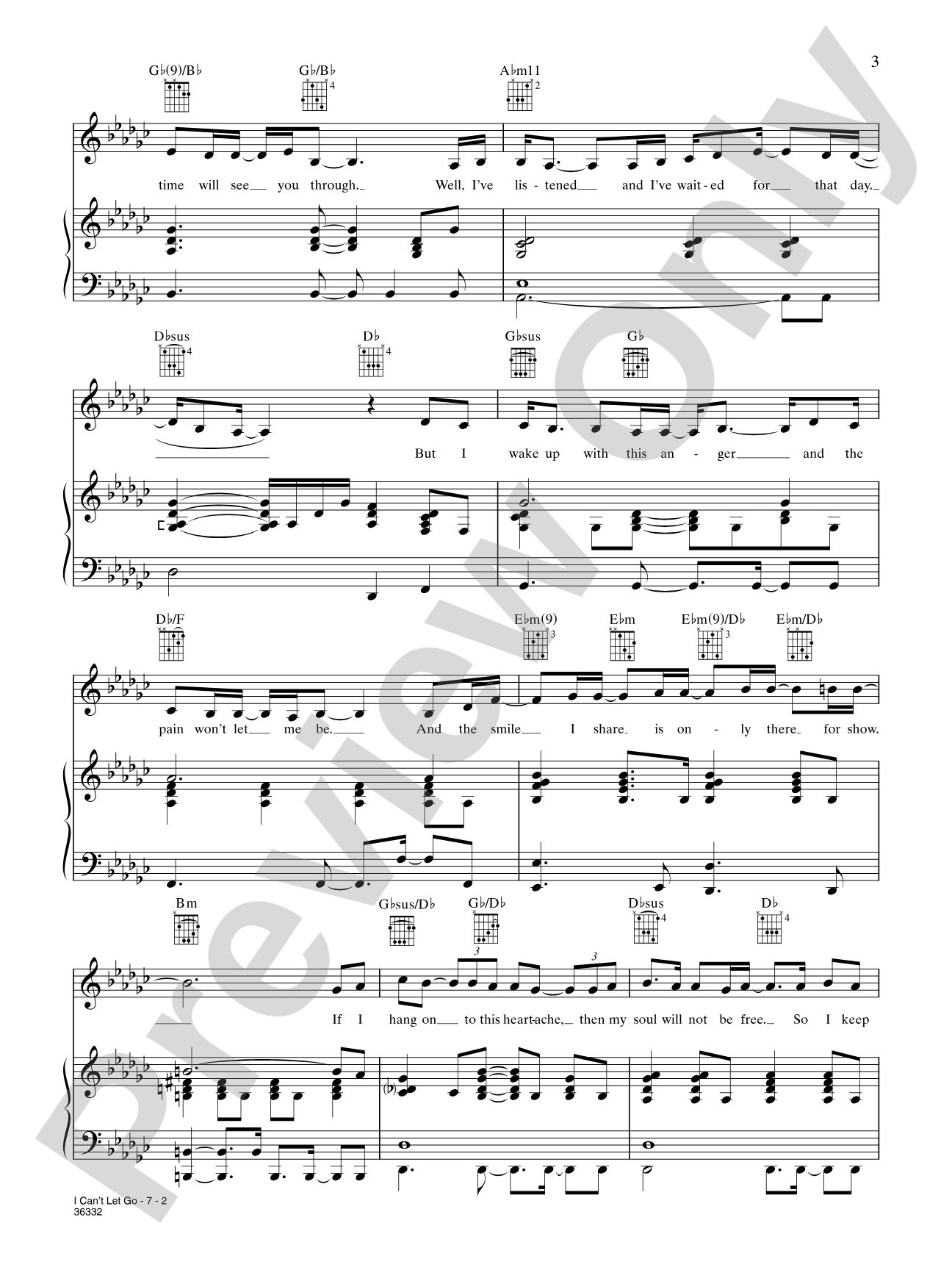I Can't Let Go: Piano/Vocal/Chords