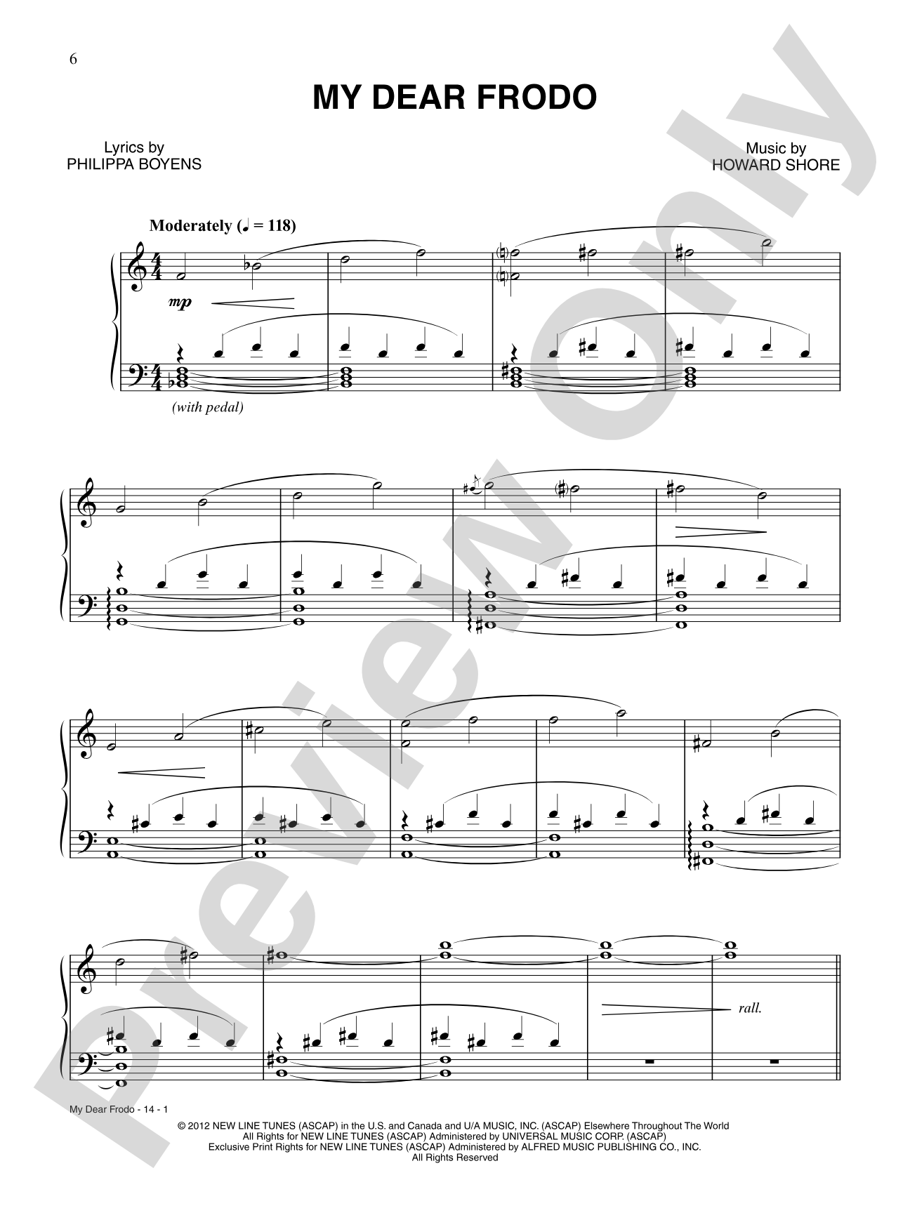 My Dear Frodo: Piano/Vocal