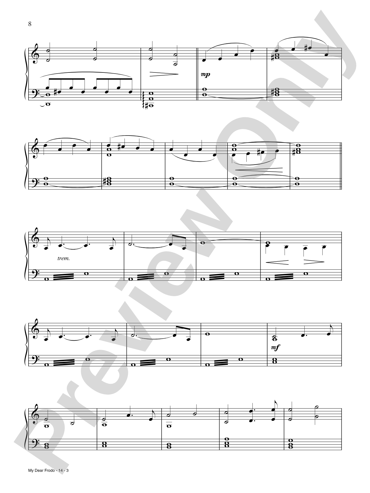 My Dear Frodo: Piano/Vocal