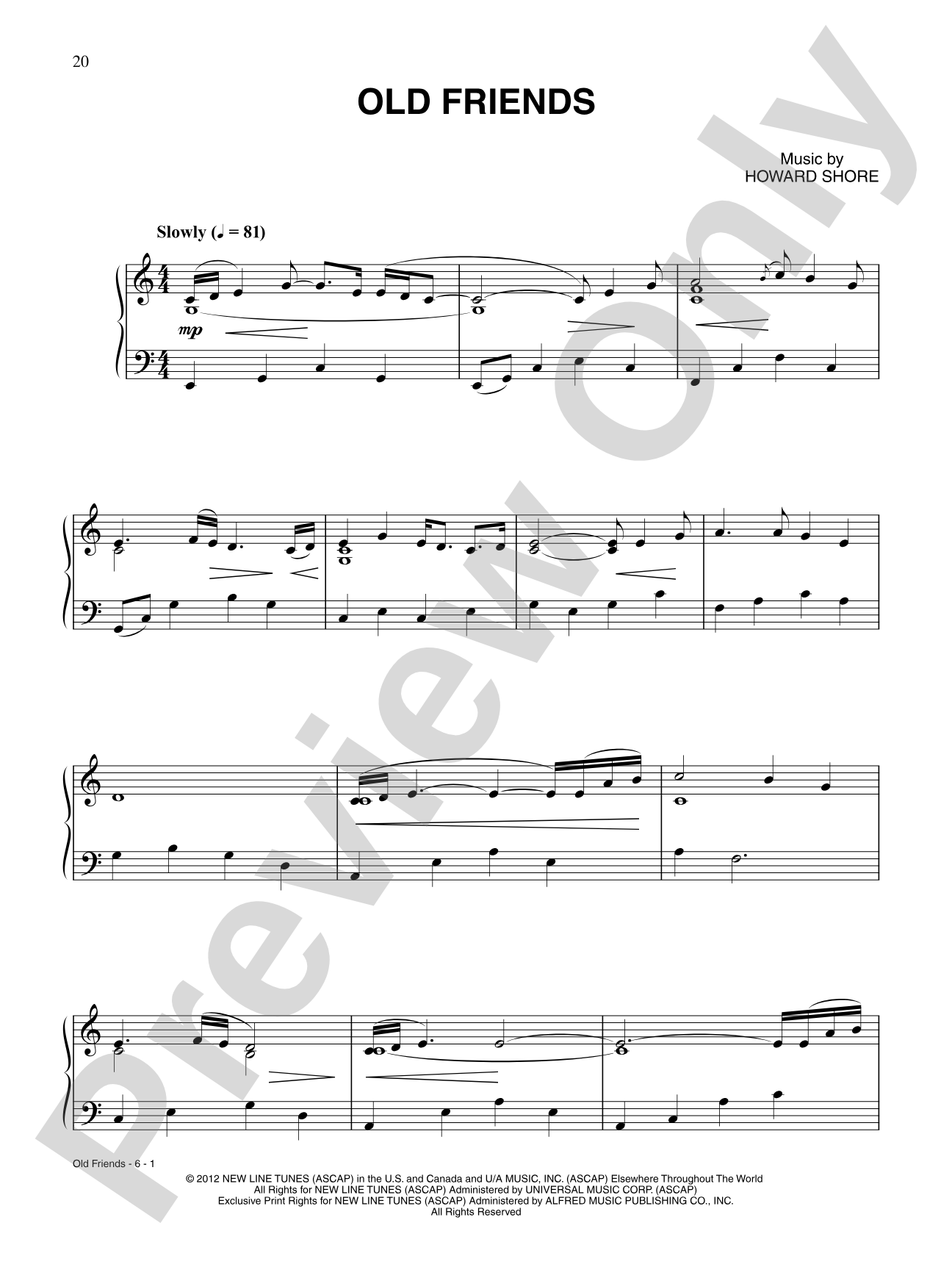 Old Friends: Piano/Vocal