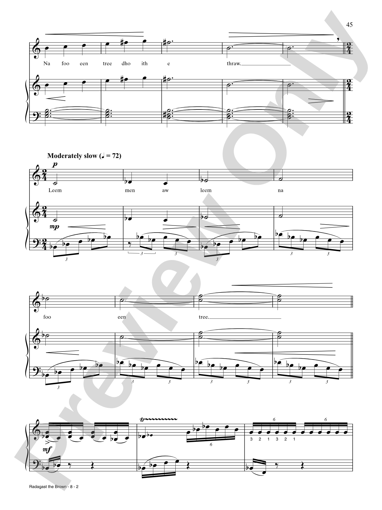 Radagast the Brown: Piano/Vocal