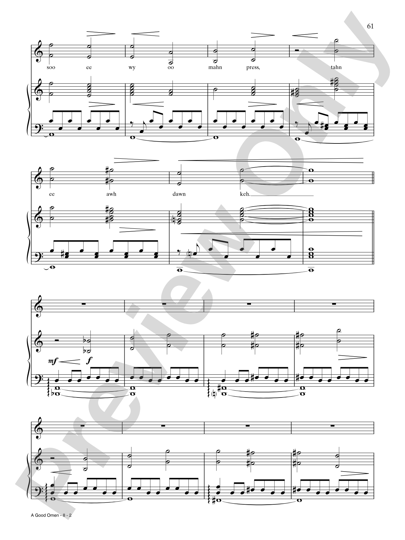 A Good Omen: Piano/Vocal