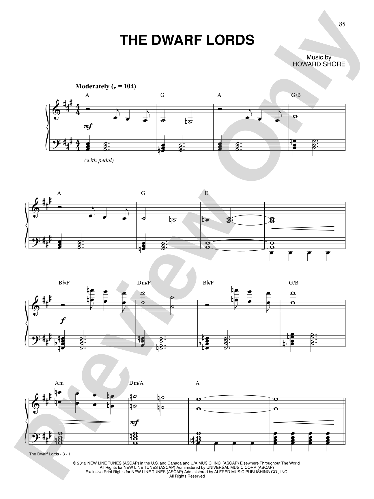 The Dwarf Lords: Piano/Vocal