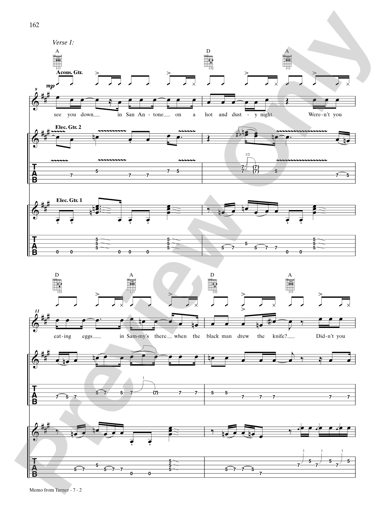Memo from Turner: Authentic Guitar TAB