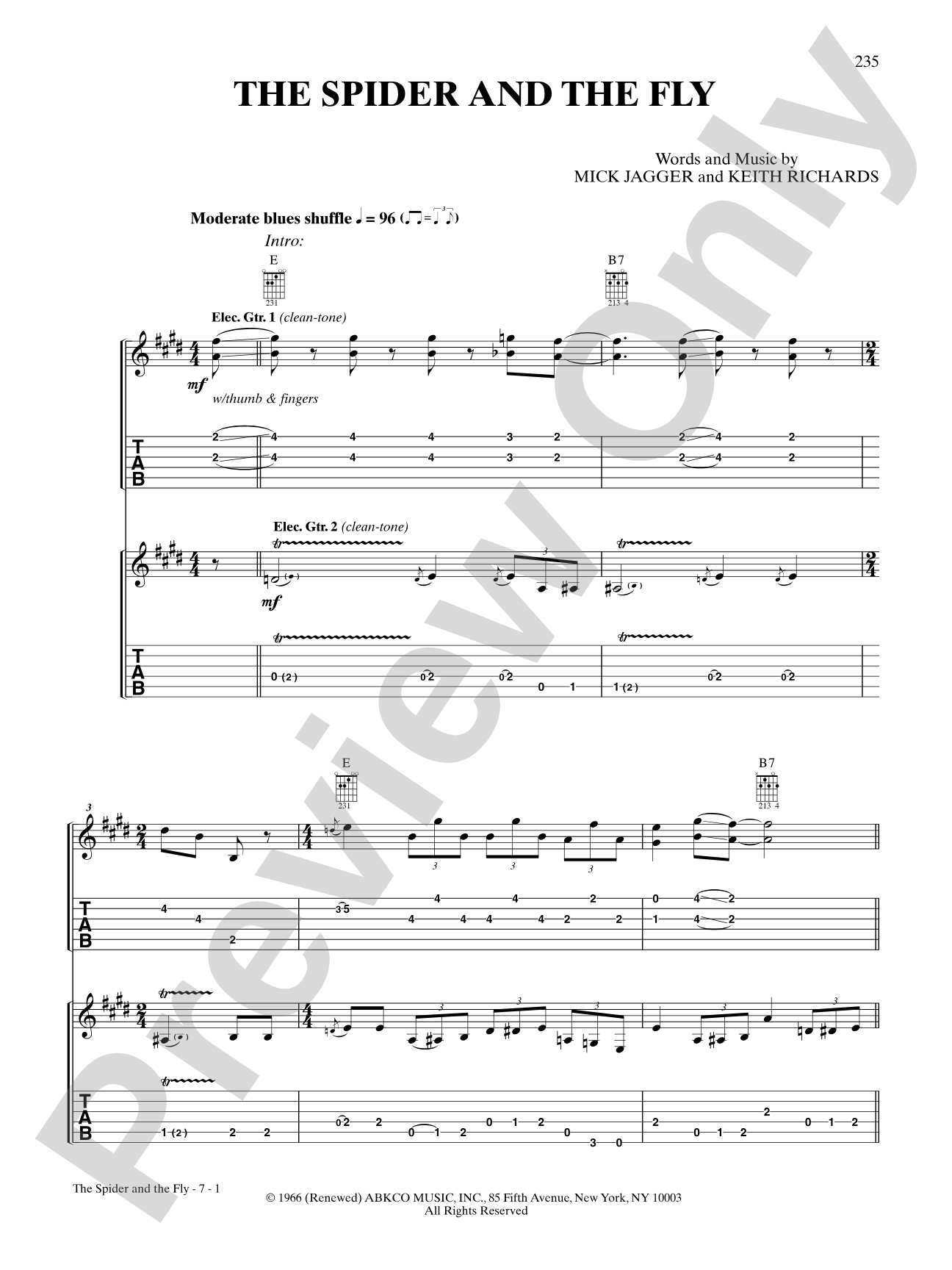 The Spider and the Fly: Authentic Guitar TAB