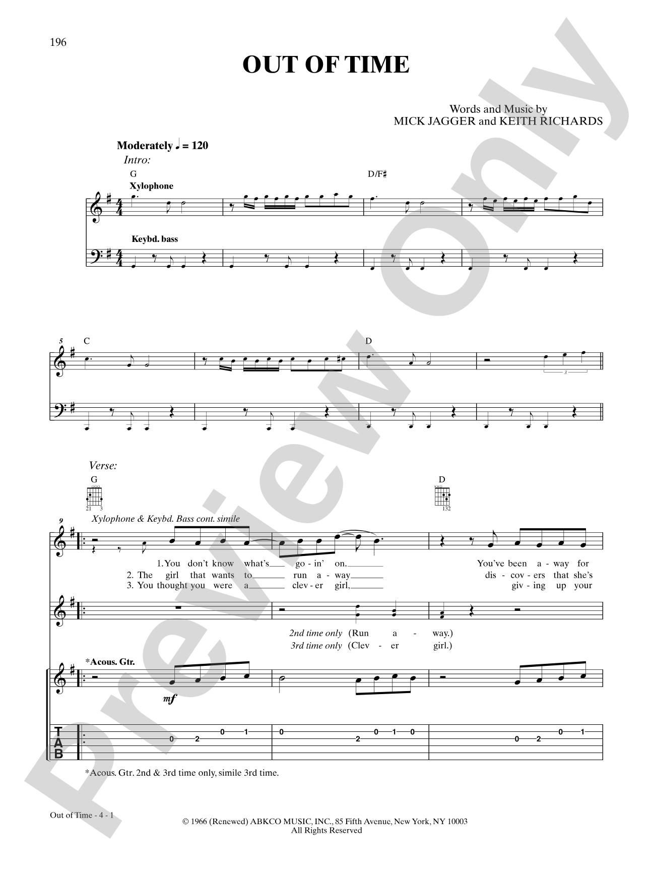 Out of Time: Authentic Guitar TAB
