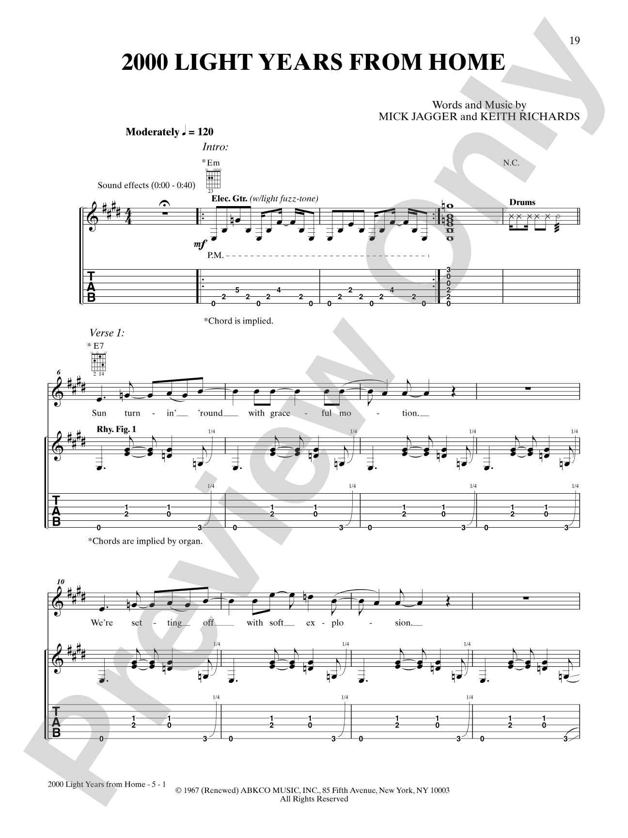 2000 Light Years from Home: Authentic Guitar TAB