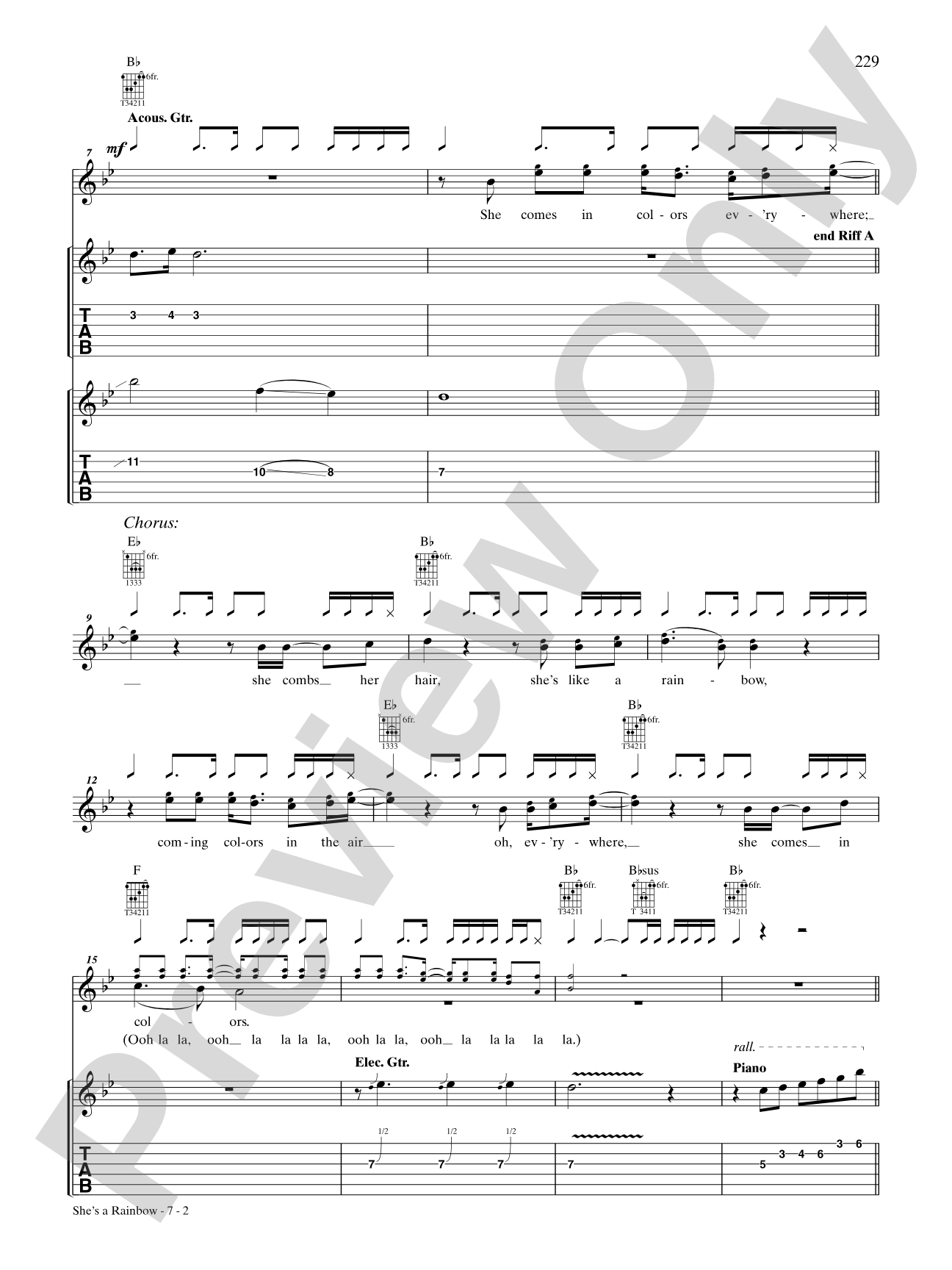 She's a Rainbow: Authentic Guitar TAB