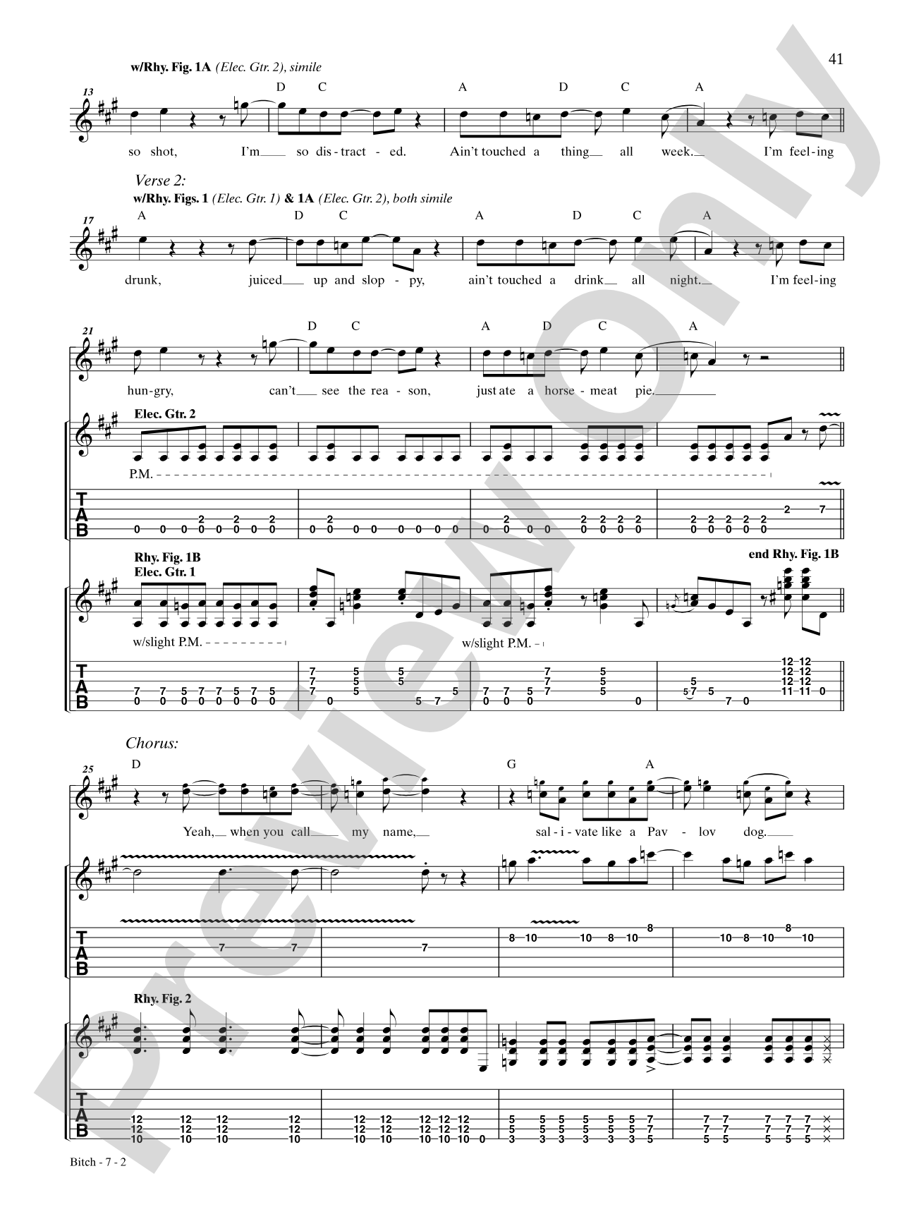 Bitch: Authentic Guitar TAB