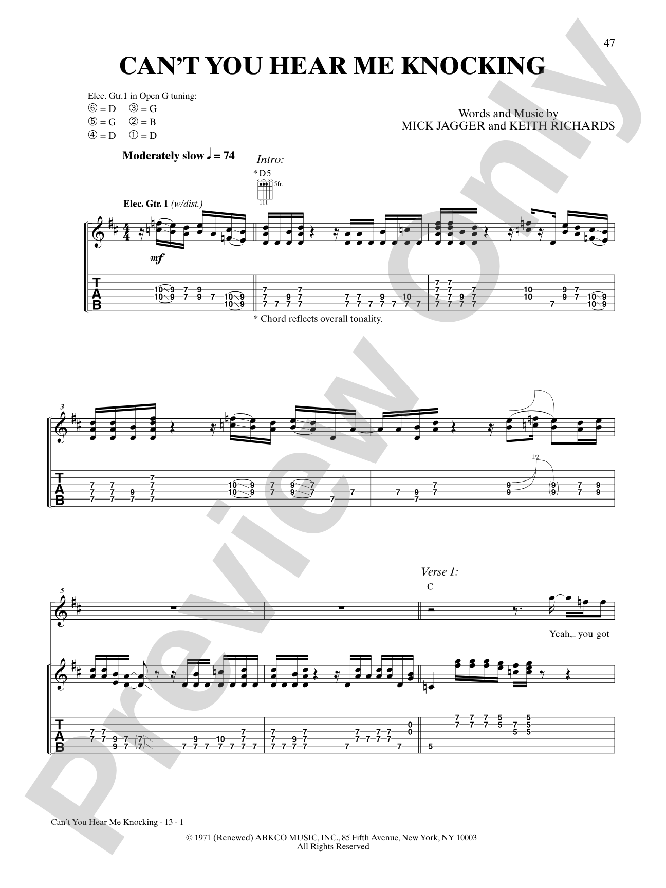 Can't You Hear Me Knocking: Authentic Guitar TAB