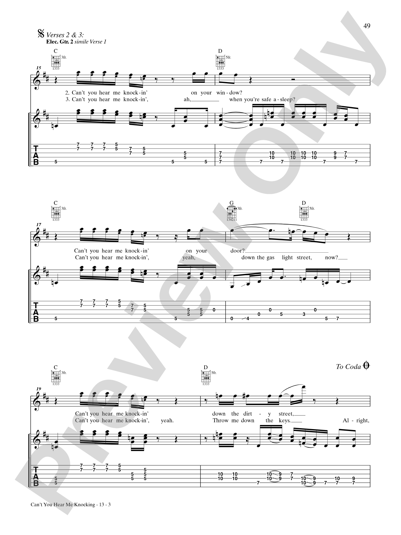 Can't You Hear Me Knocking: Authentic Guitar TAB