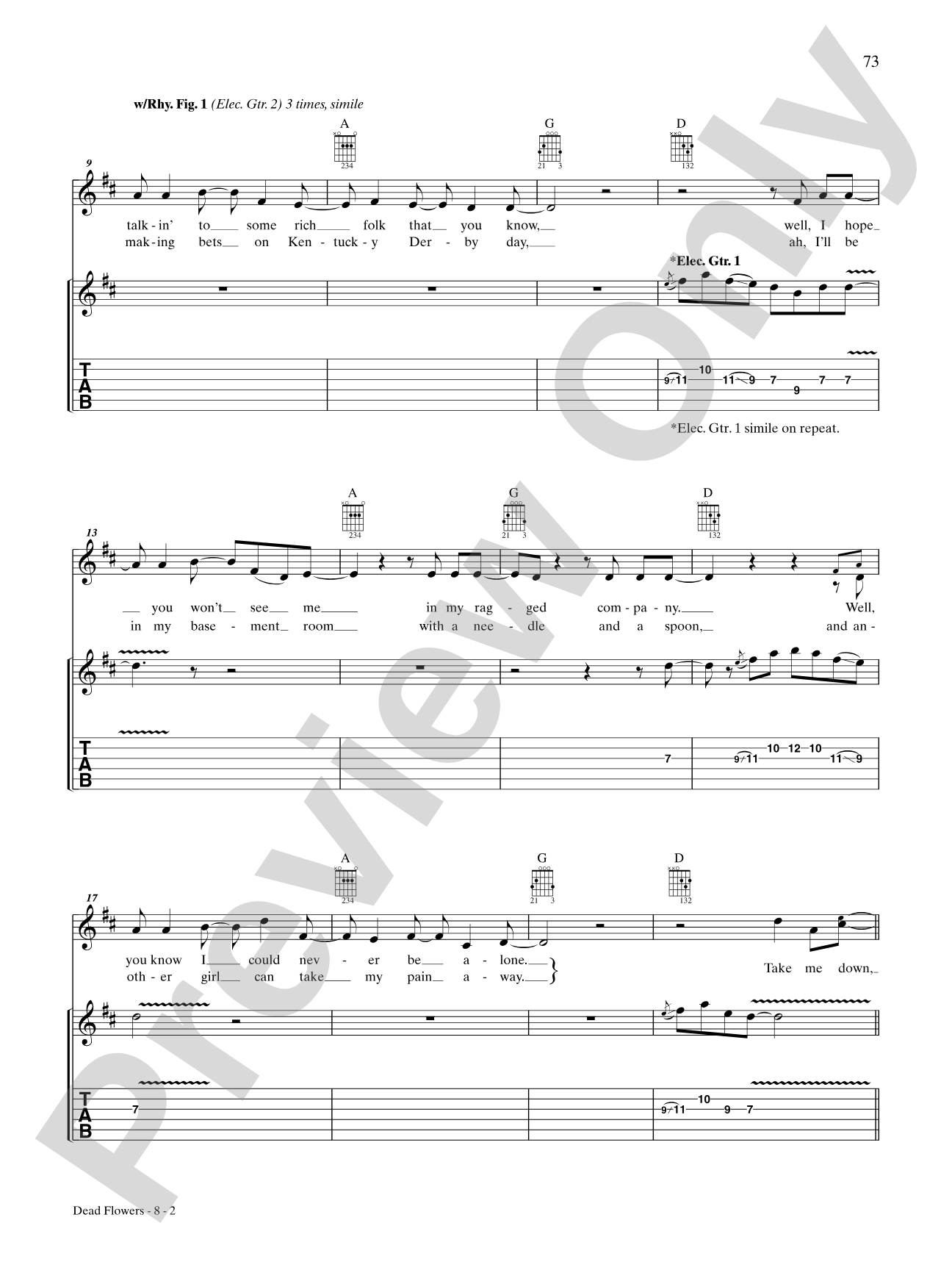 Dead Flowers: Authentic Guitar TAB