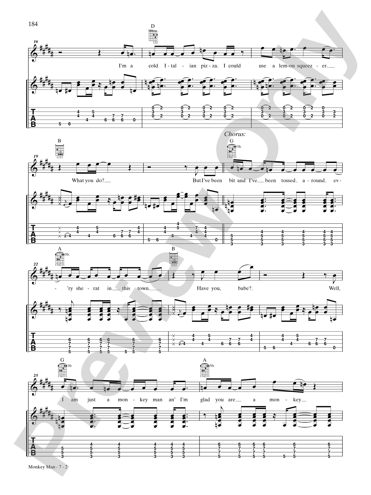 Monkey Man: Authentic Guitar TAB