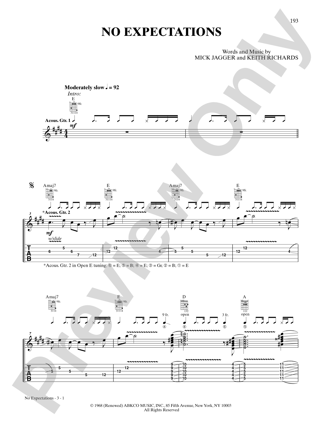 No Expectations: Authentic Guitar TAB