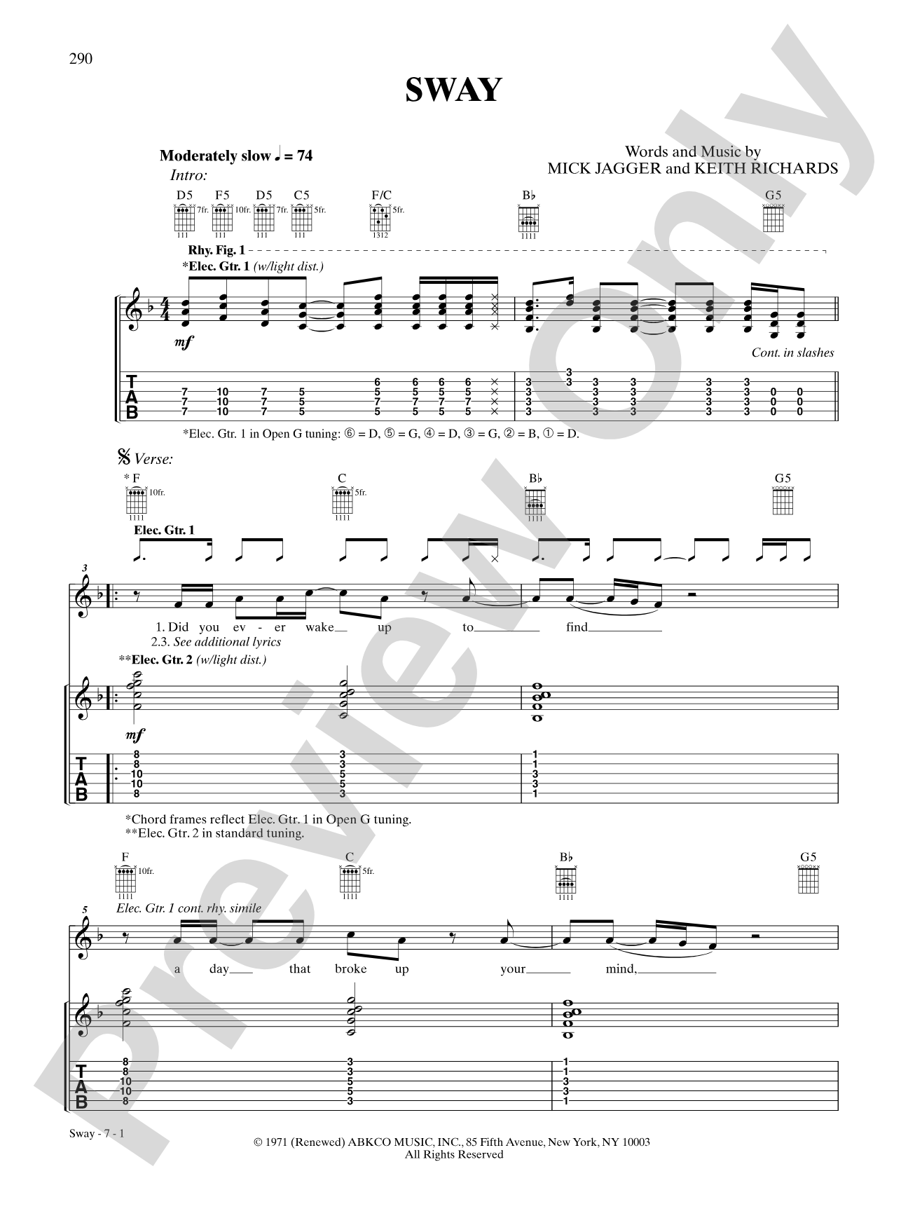 Sway: Authentic Guitar TAB
