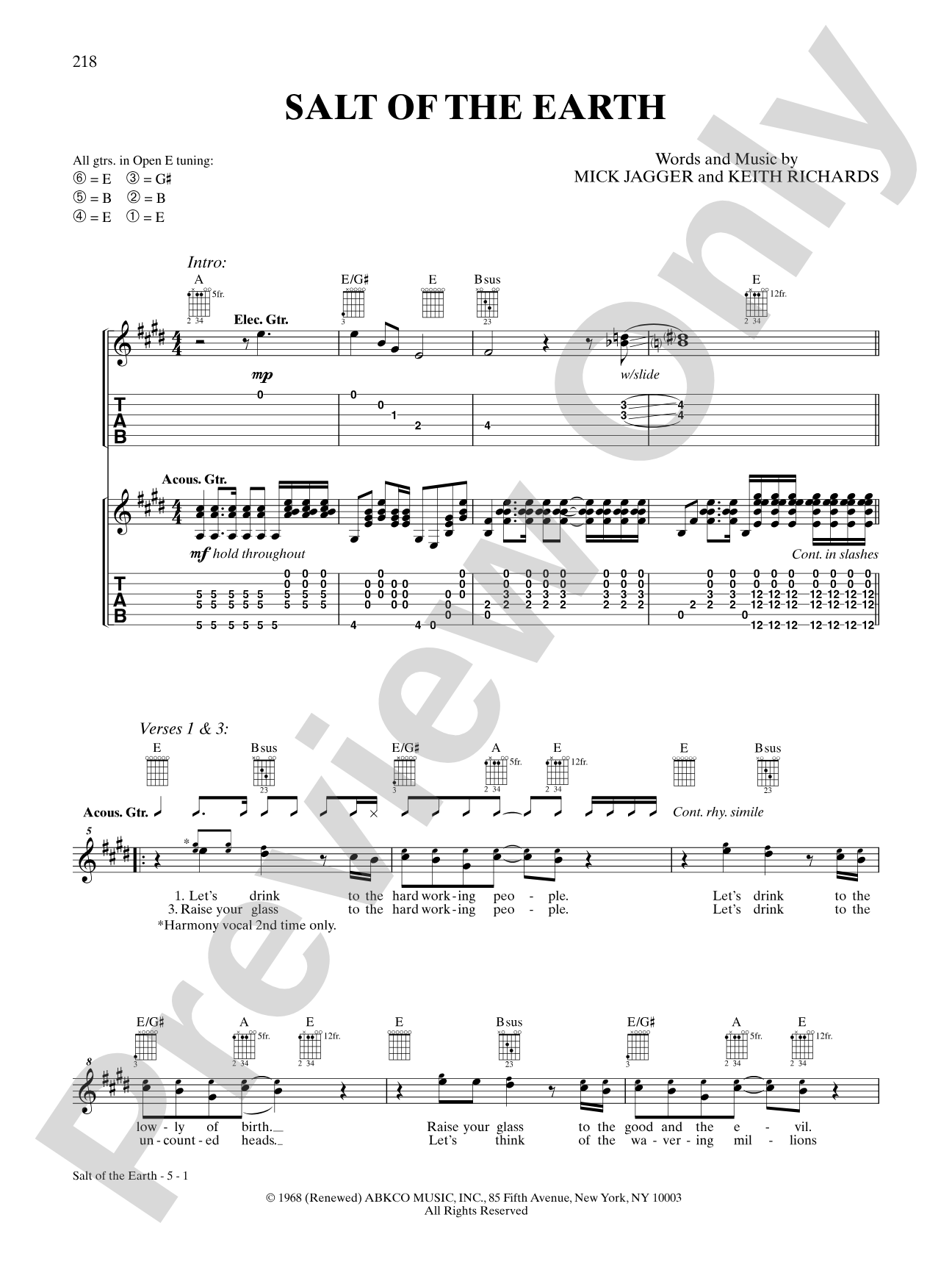 Salt of the Earth: Authentic Guitar TAB