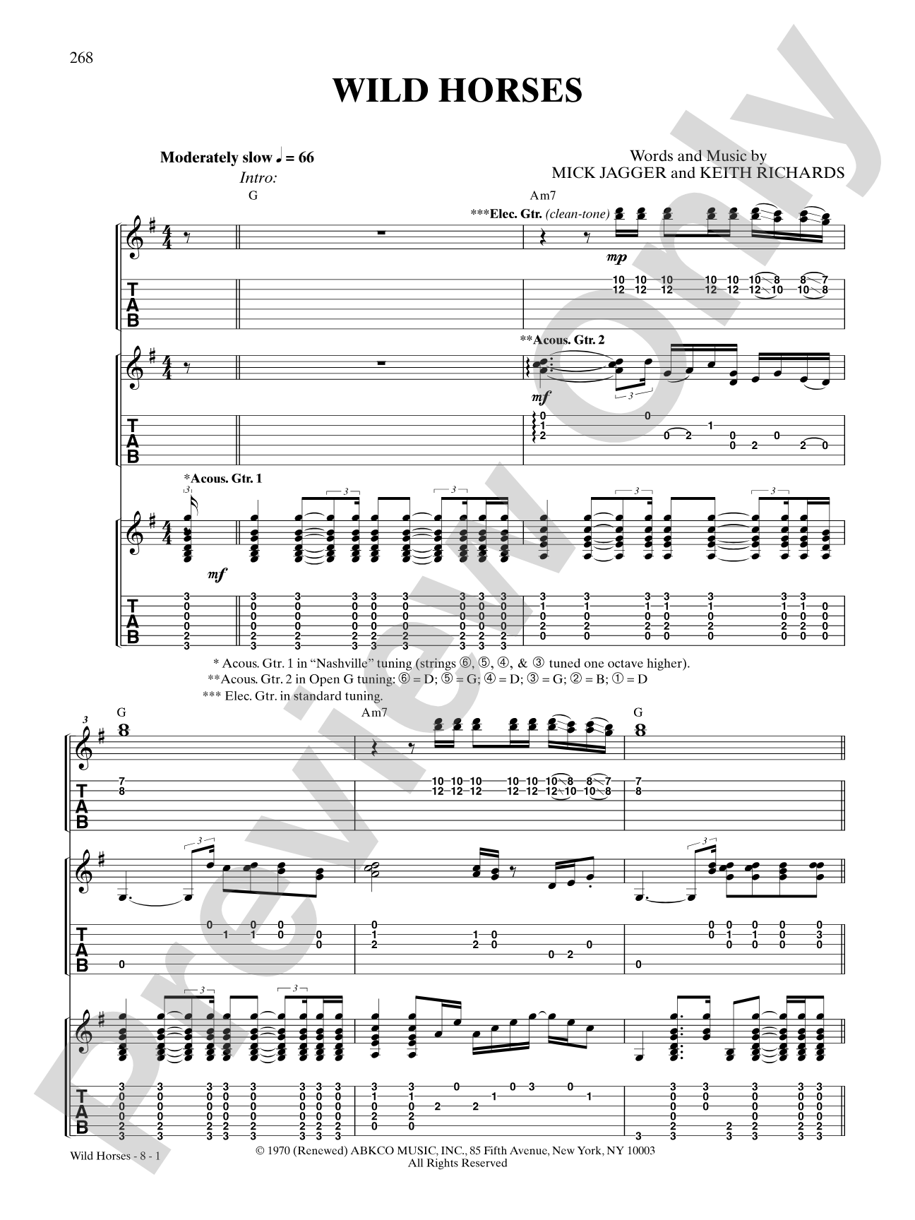 Wild Horses: Authentic Guitar TAB