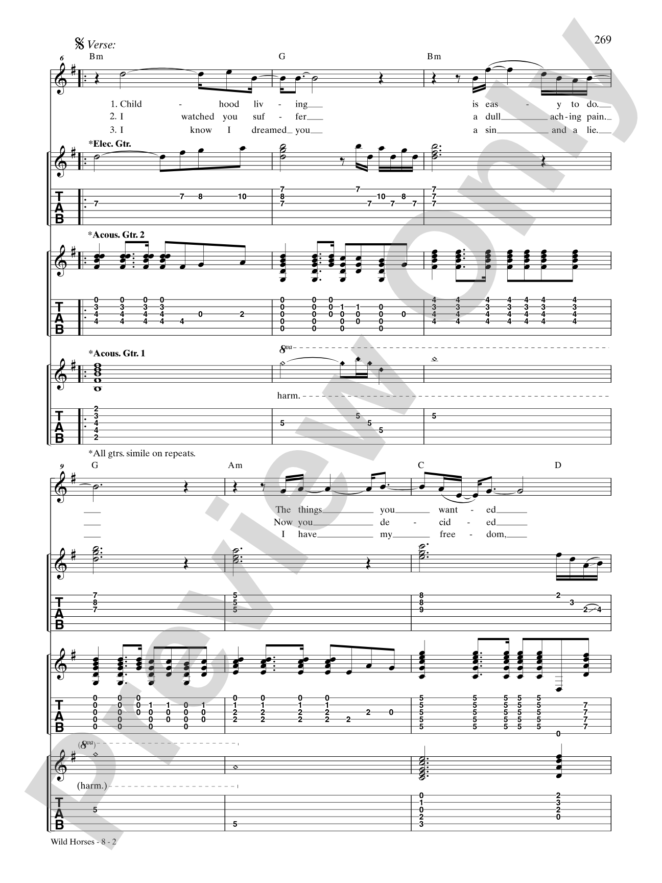 Wild Horses: Authentic Guitar TAB