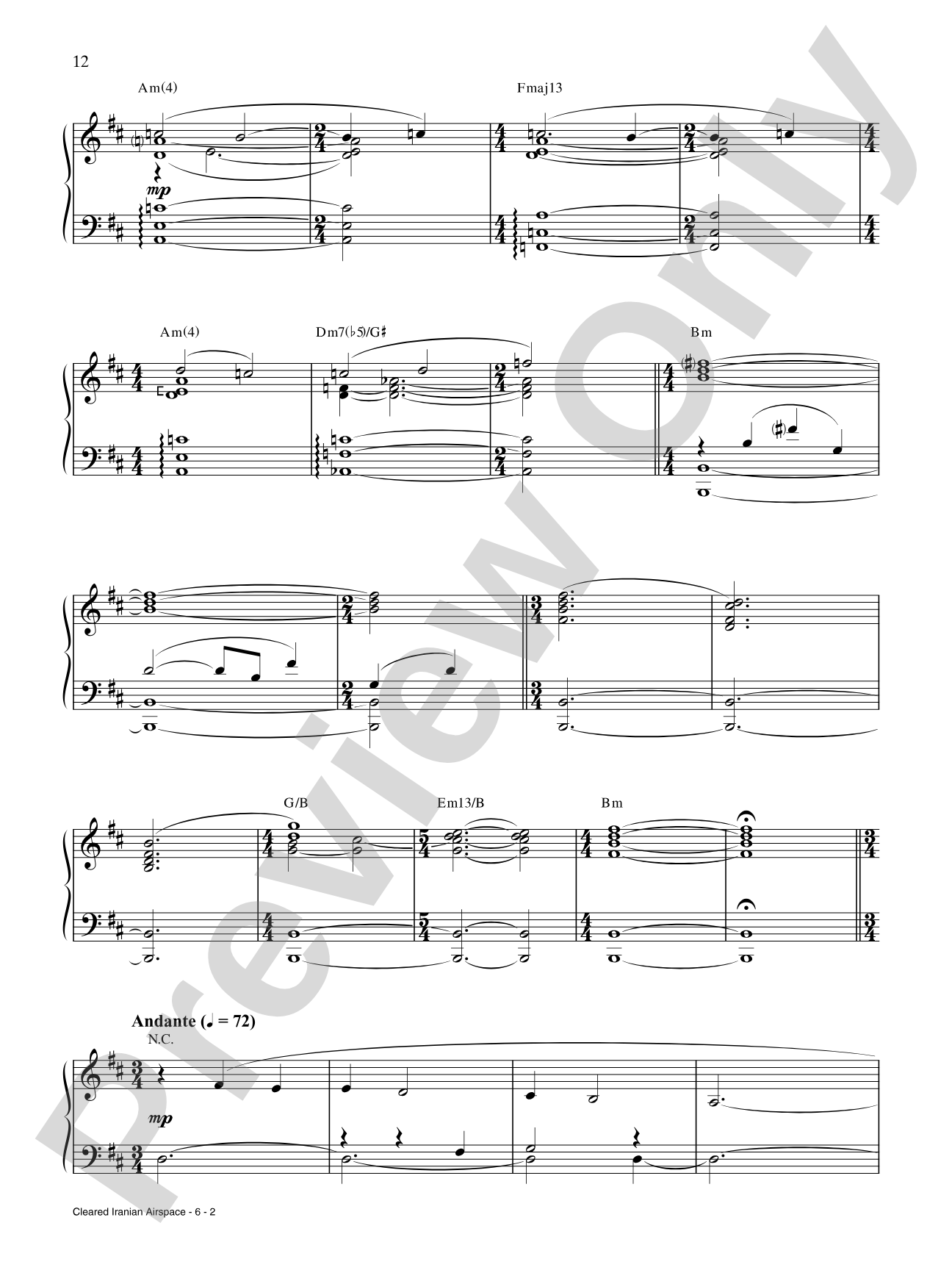 Cleared Iranian Airspace: Piano