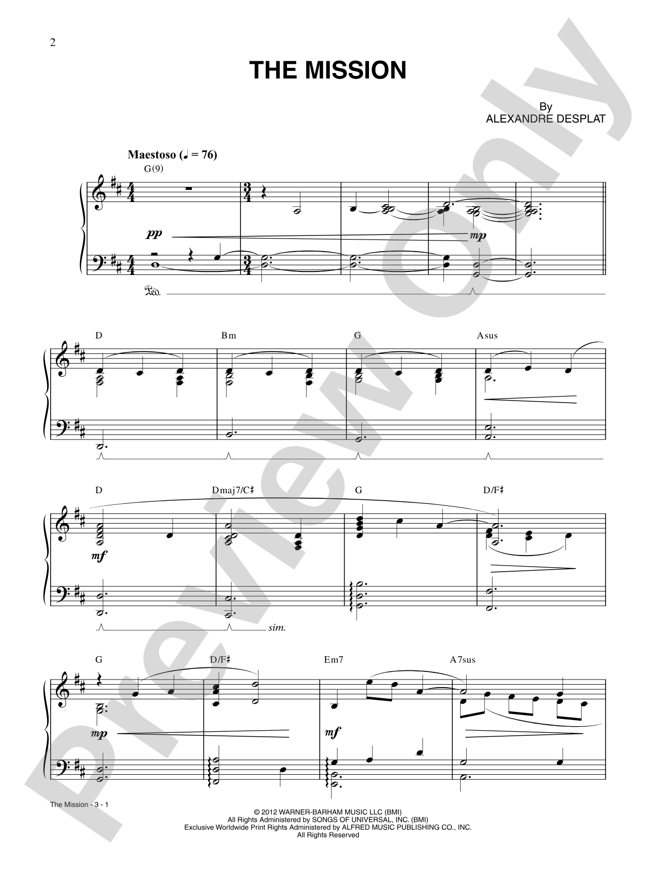 The Mission: Piano