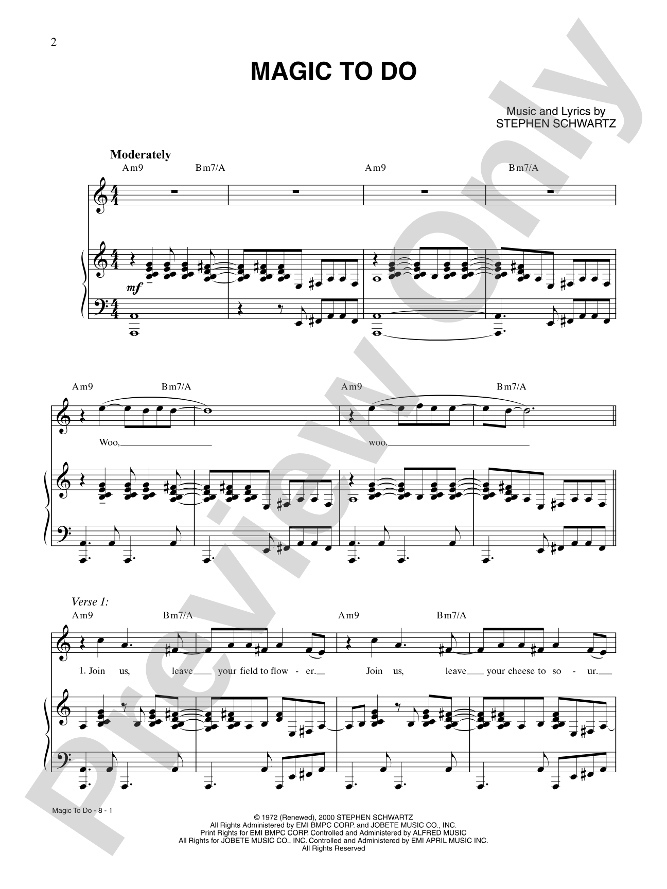 Magic to Do (from Pippin): Piano/Vocal/Chords