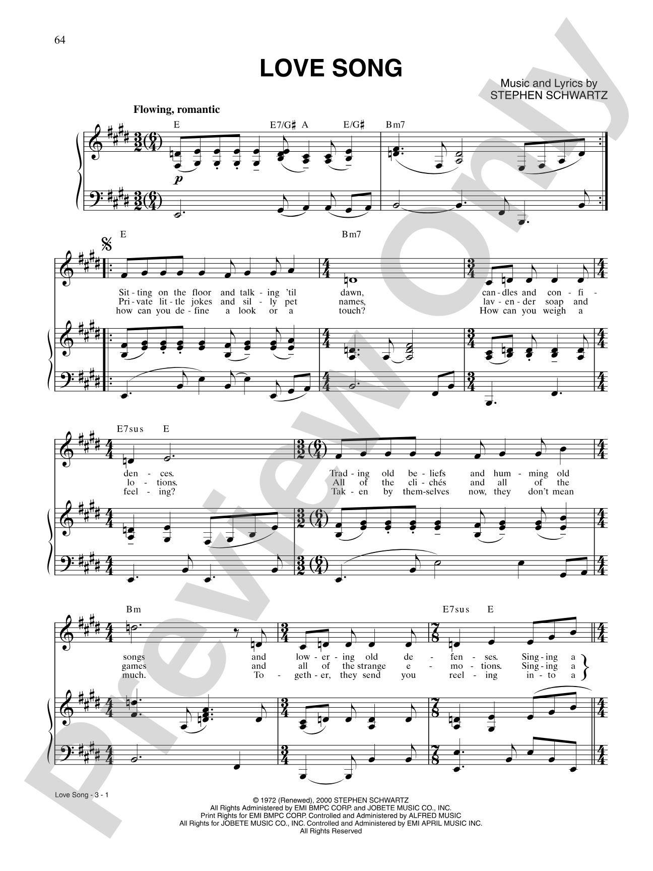 Love Song (from Pippin): Piano/Vocal/Chords