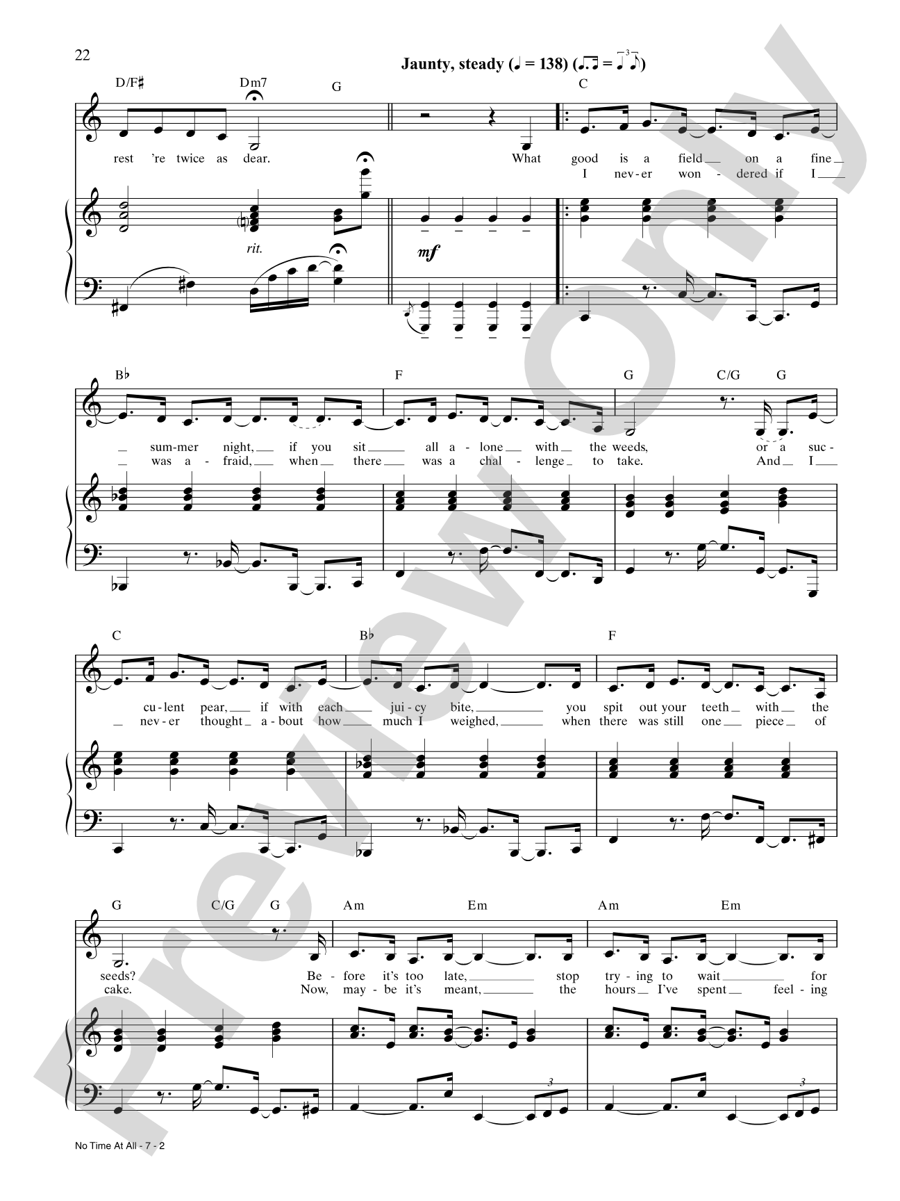 No Time at All (from Pippin): Piano/Vocal/Chords