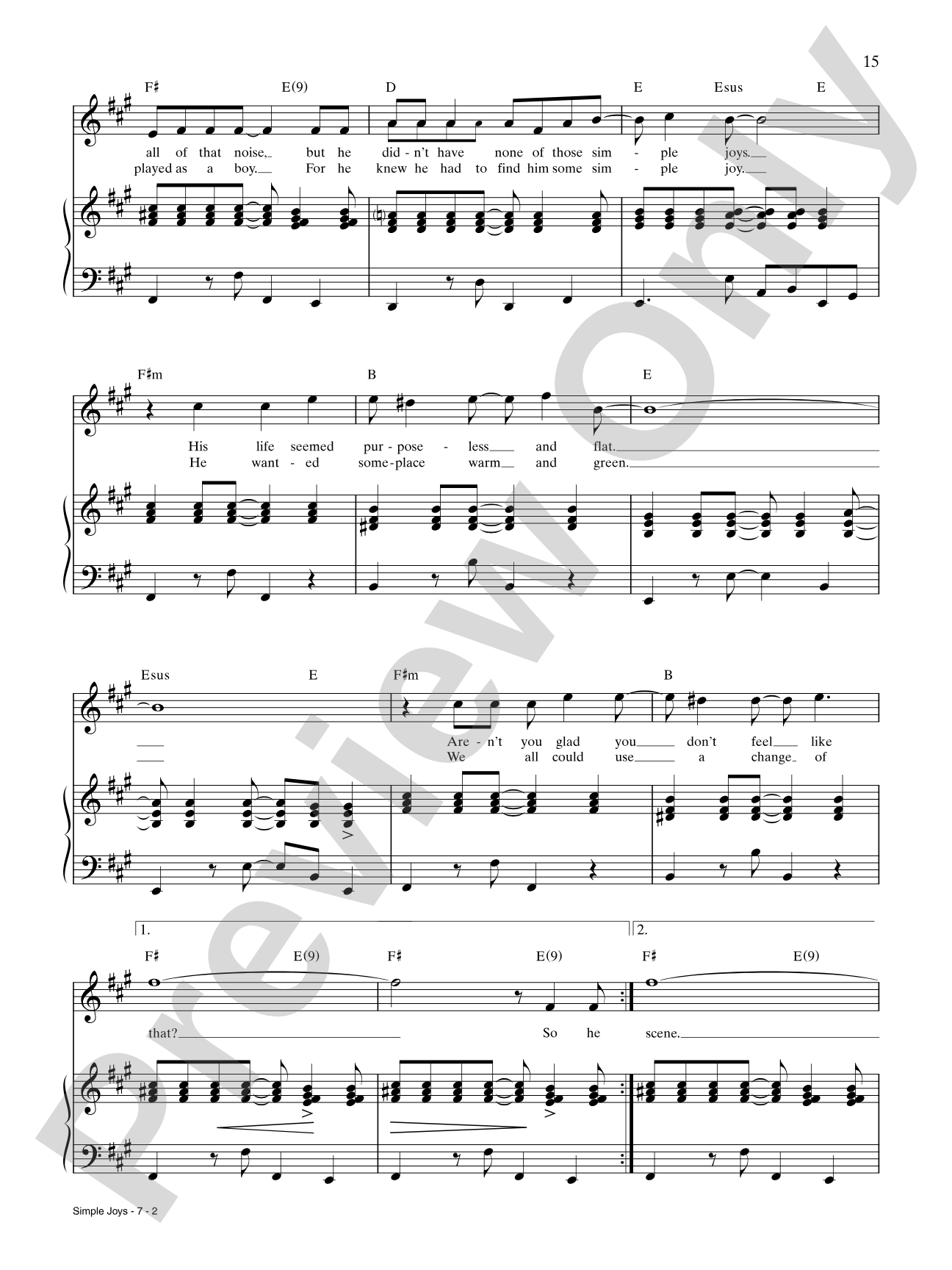 Simple Joys (from Pippin): Piano/Vocal/Chords