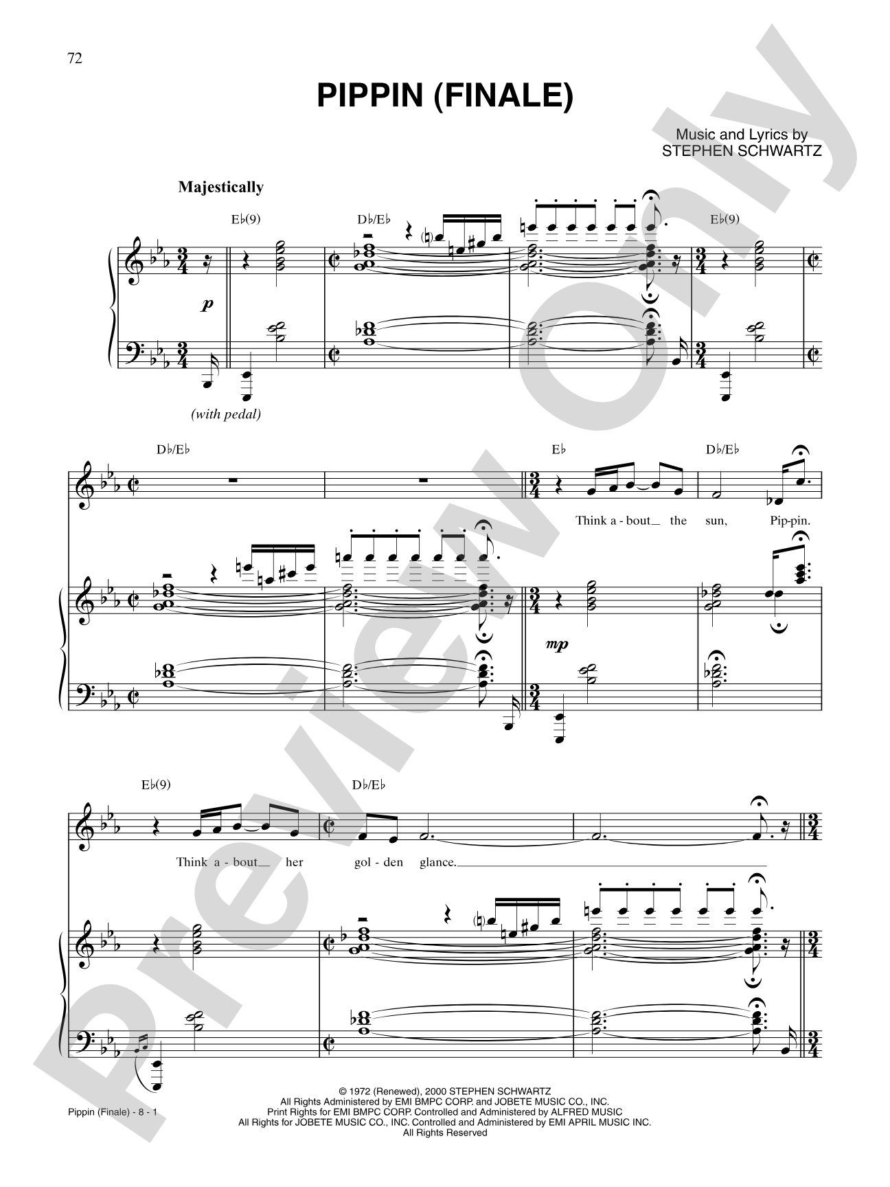 Pippin (Finale) (from Pippin): Piano/Vocal/Chords