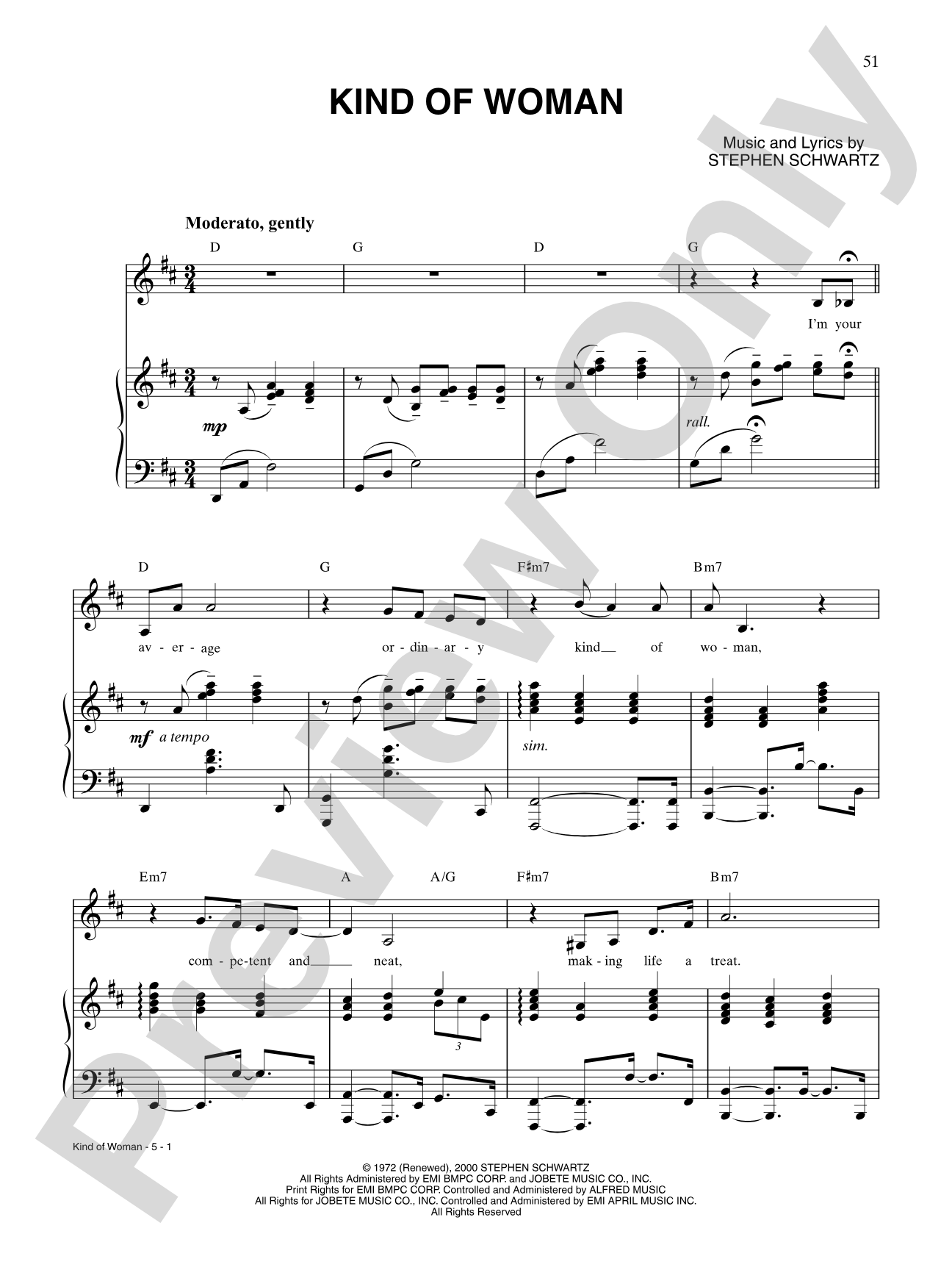 Kind of Woman (from Pippin): Piano/Vocal/Chords