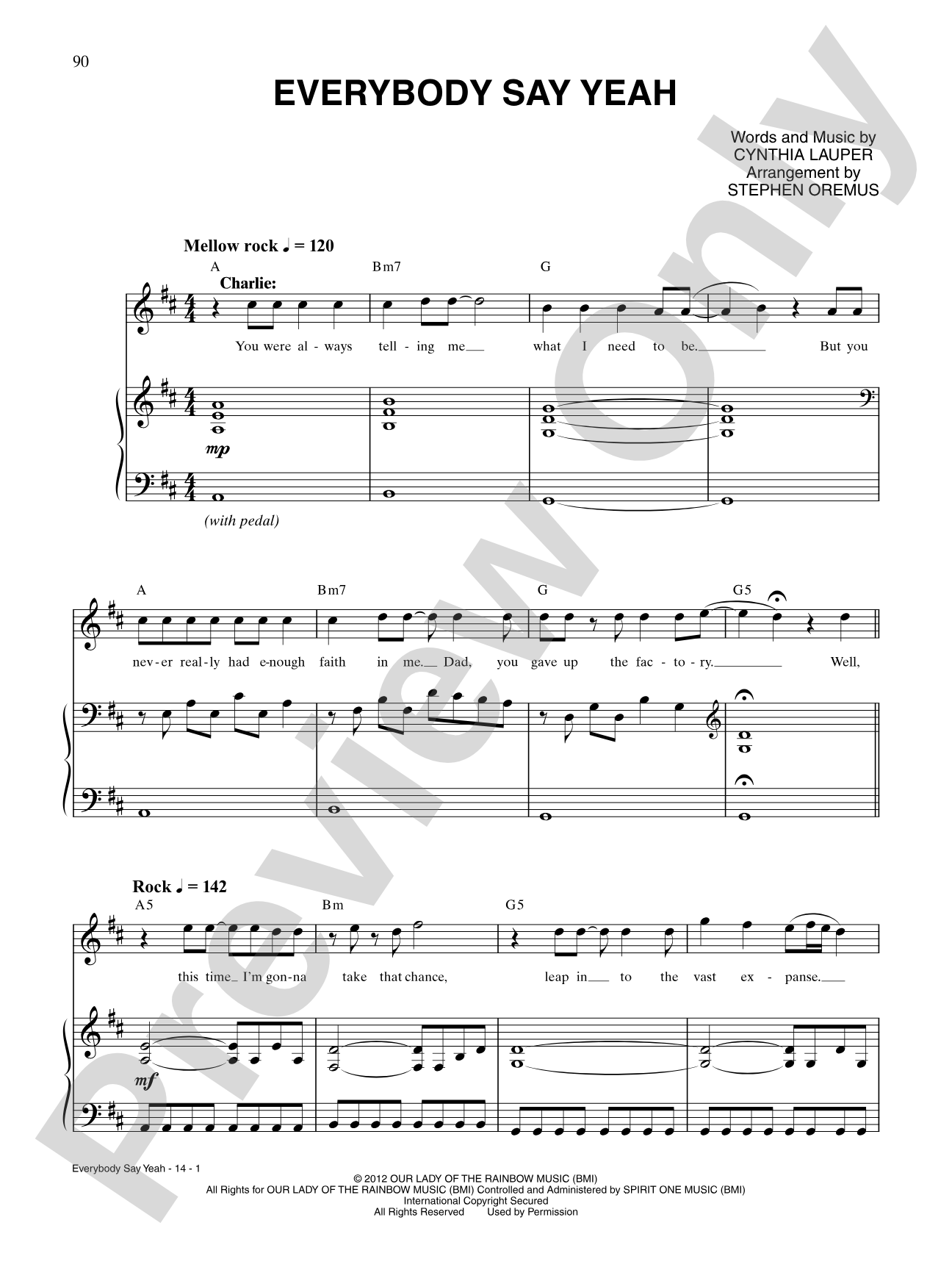 Everybody Say Yeah (from Kinky Boots): Piano/Vocal/Chords