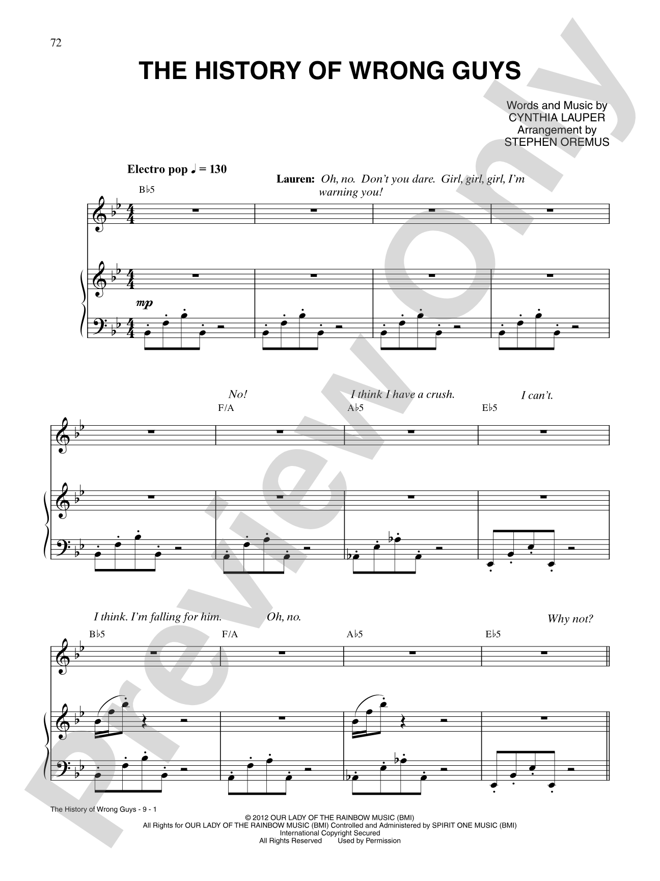 The History of Wrong Guys (from Kinky Boots): Piano/Vocal/Chords