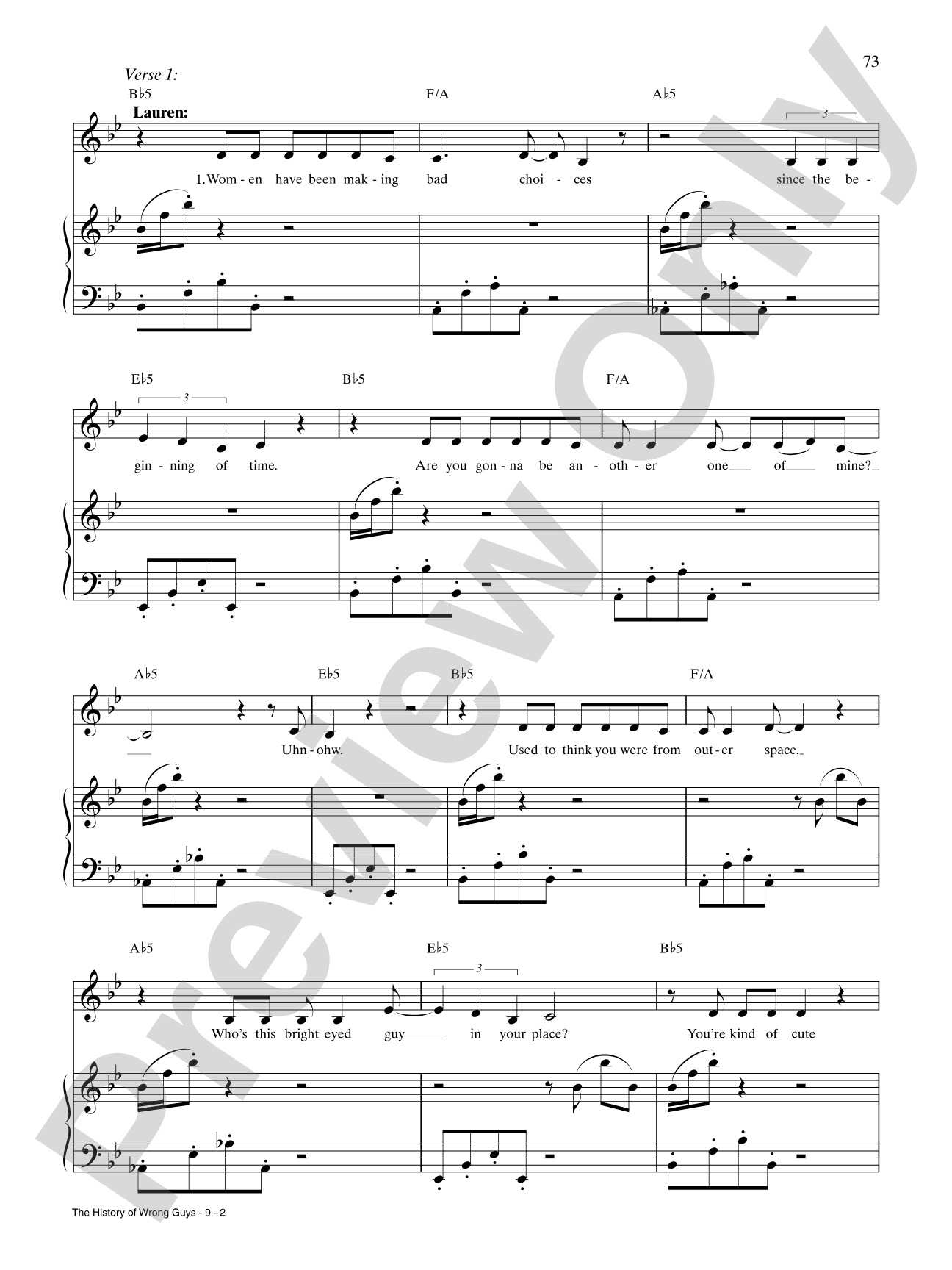 The History of Wrong Guys (from Kinky Boots): Piano/Vocal/Chords
