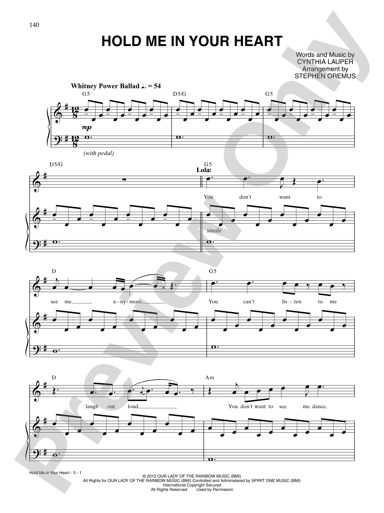 Hold Me in Your Heart (from Kinky Boots): Piano/Vocal/Chords