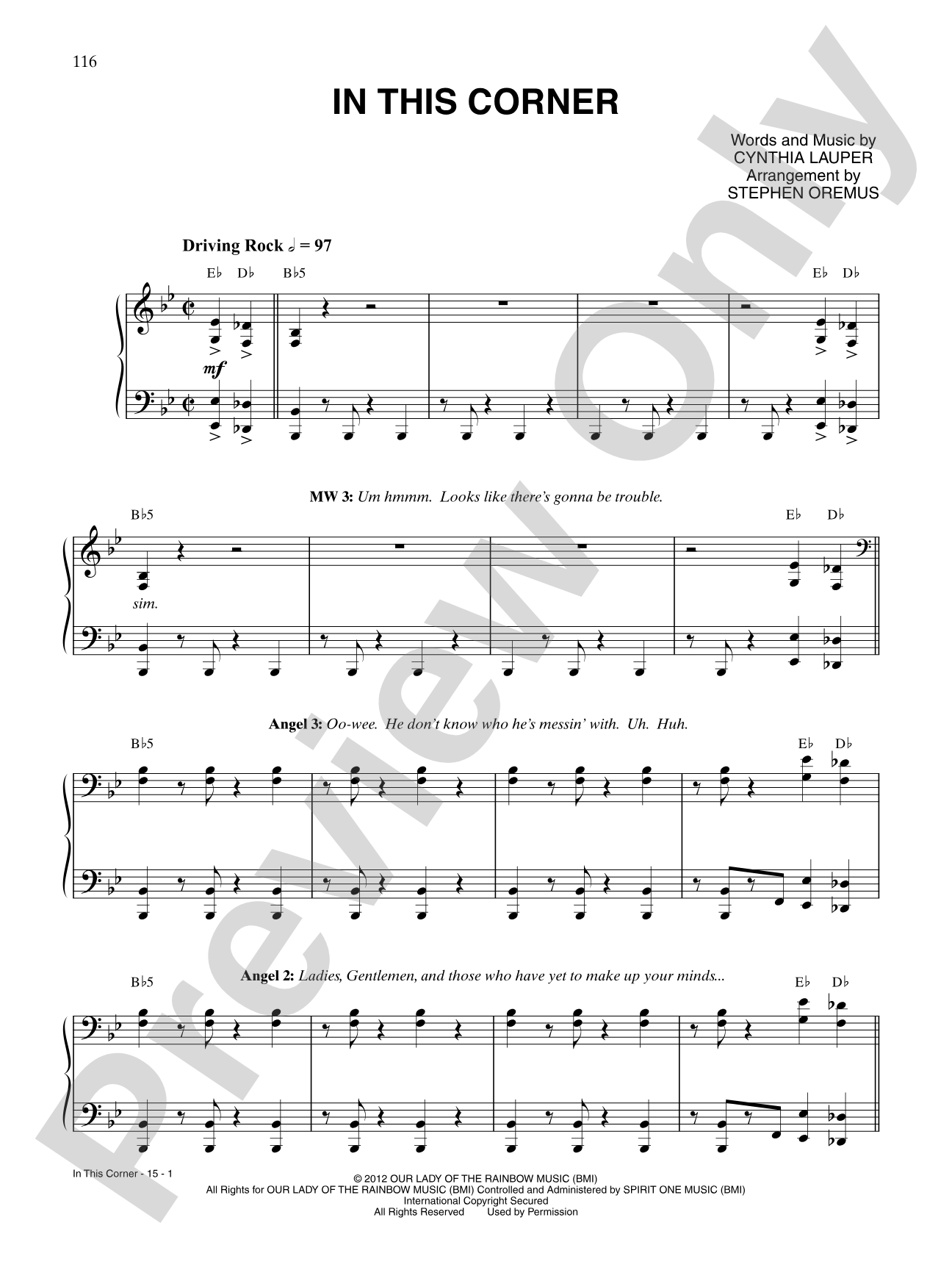 In This Corner (from Kinky Boots): Piano/Vocal/Chords